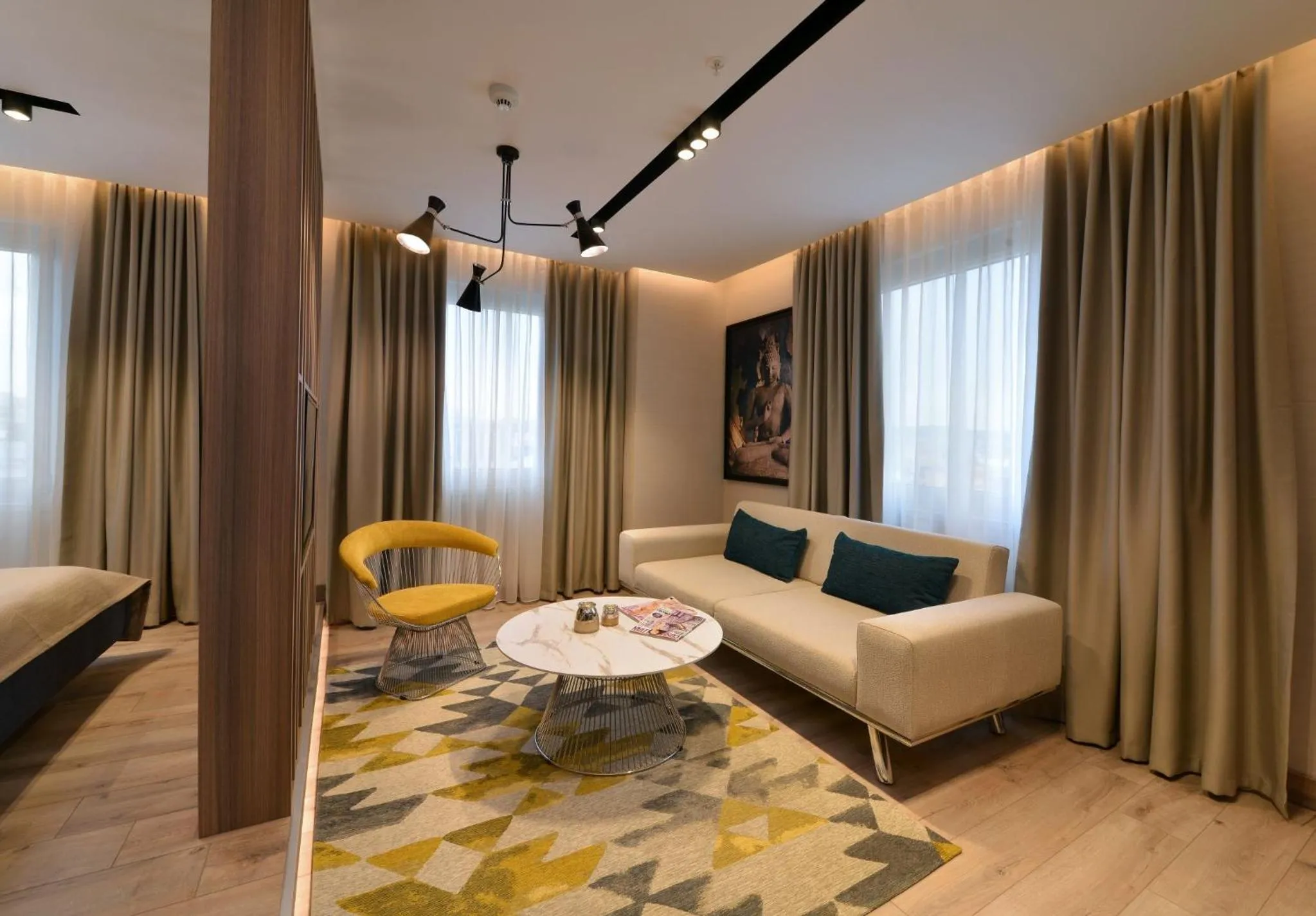 Living room, Bed in Nish Palace Exlusive Suites