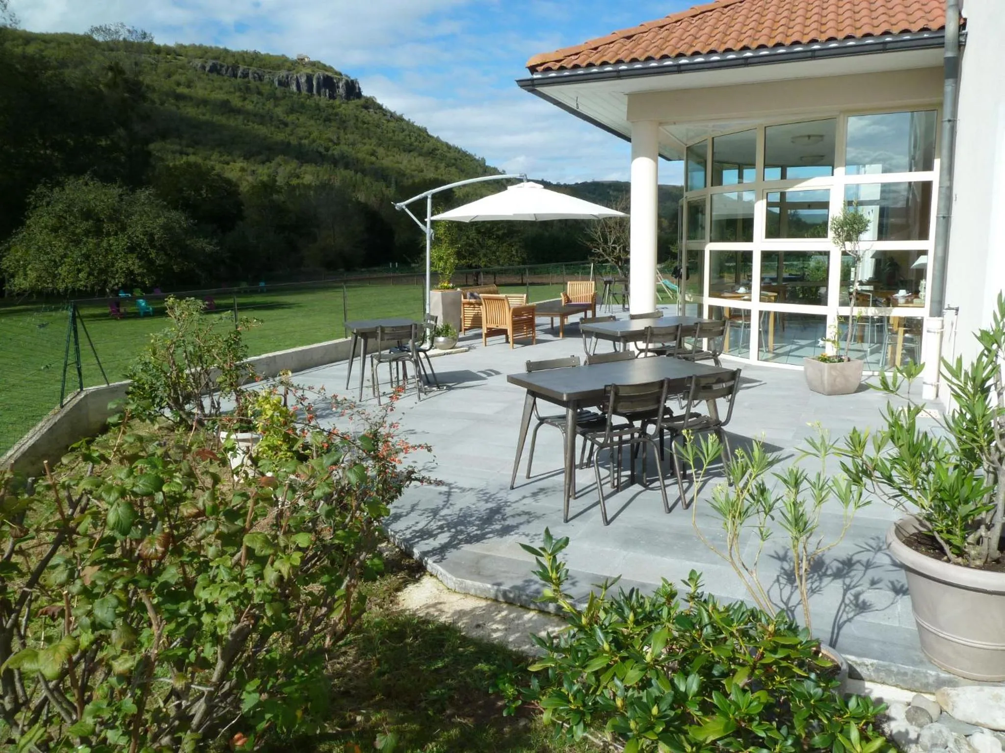 Patio in Hôtel La Colombiere Cantal