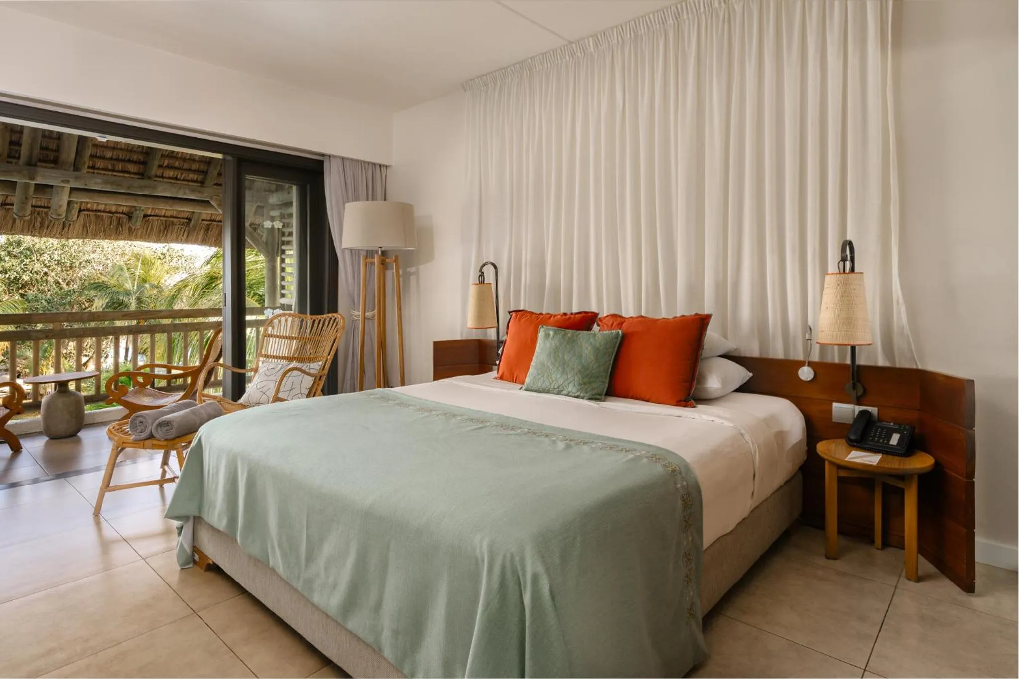Balcony/Terrace, Bed in Veranda Paul et Virginie Hotel & Spa - Adults Only
