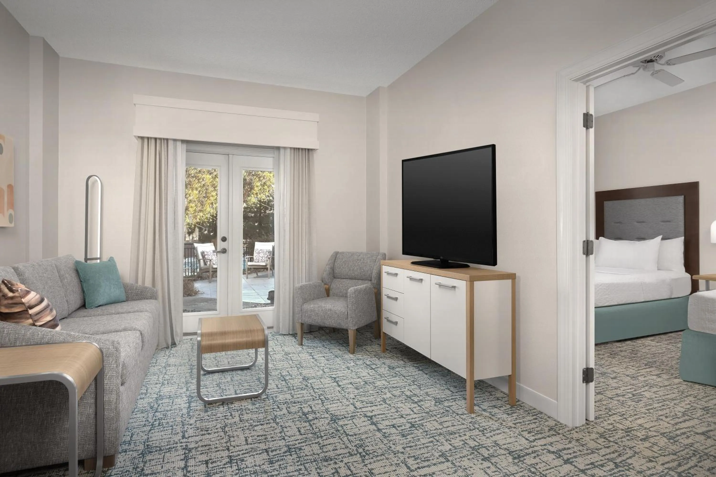 Living room, Bed in Homewood Suites by Hilton Raleigh/Cary