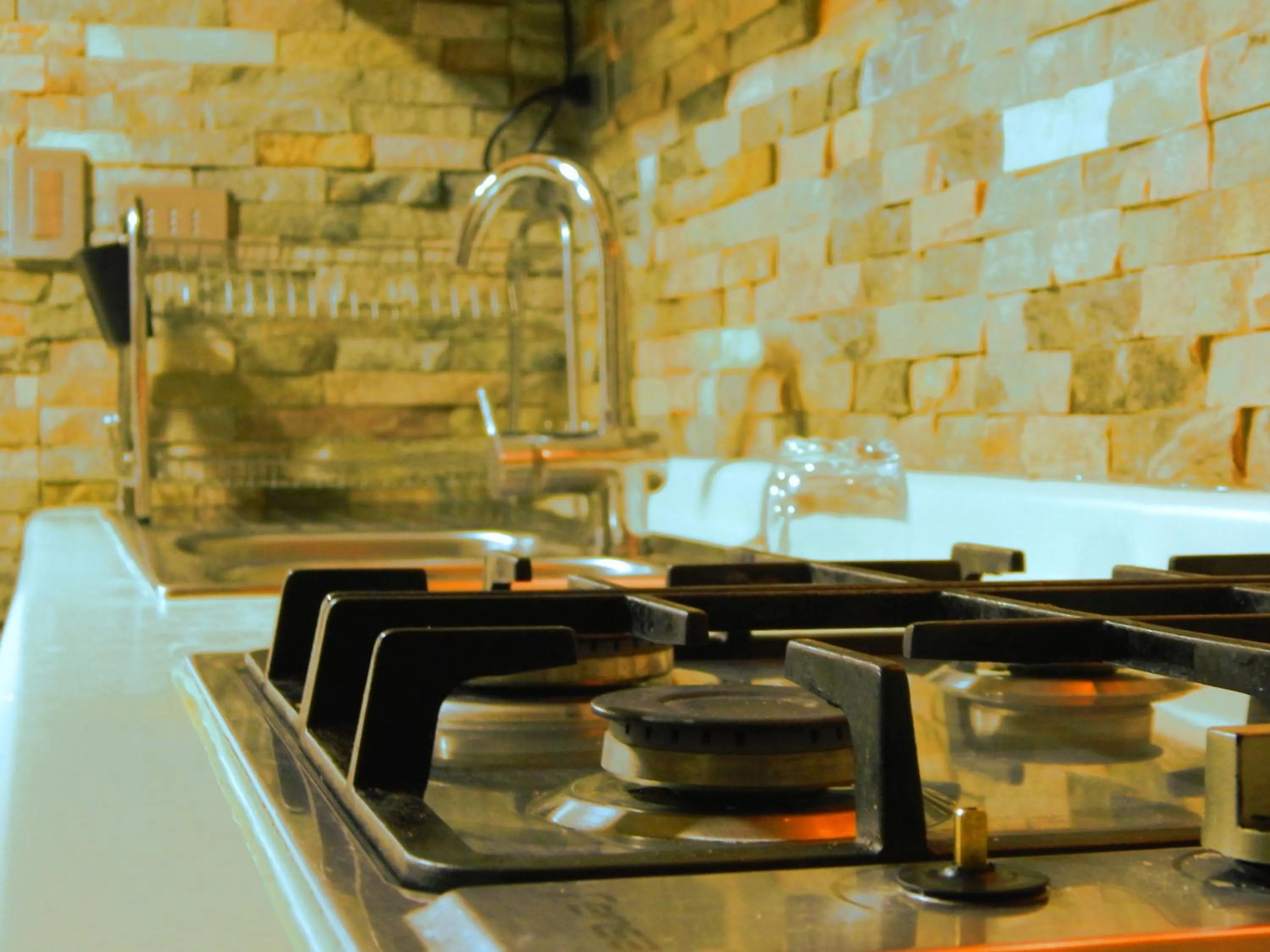 Communal kitchen in Hostal Plaza Maule