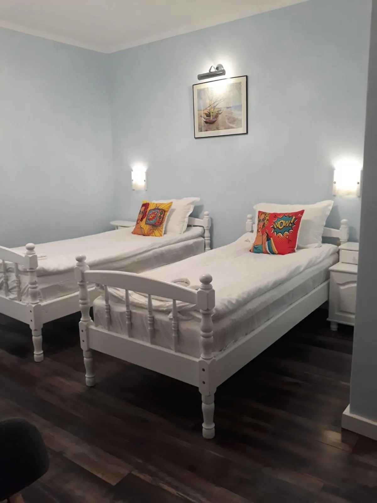 Bed in Three Dolphins Hotel with a Rooftop terracе