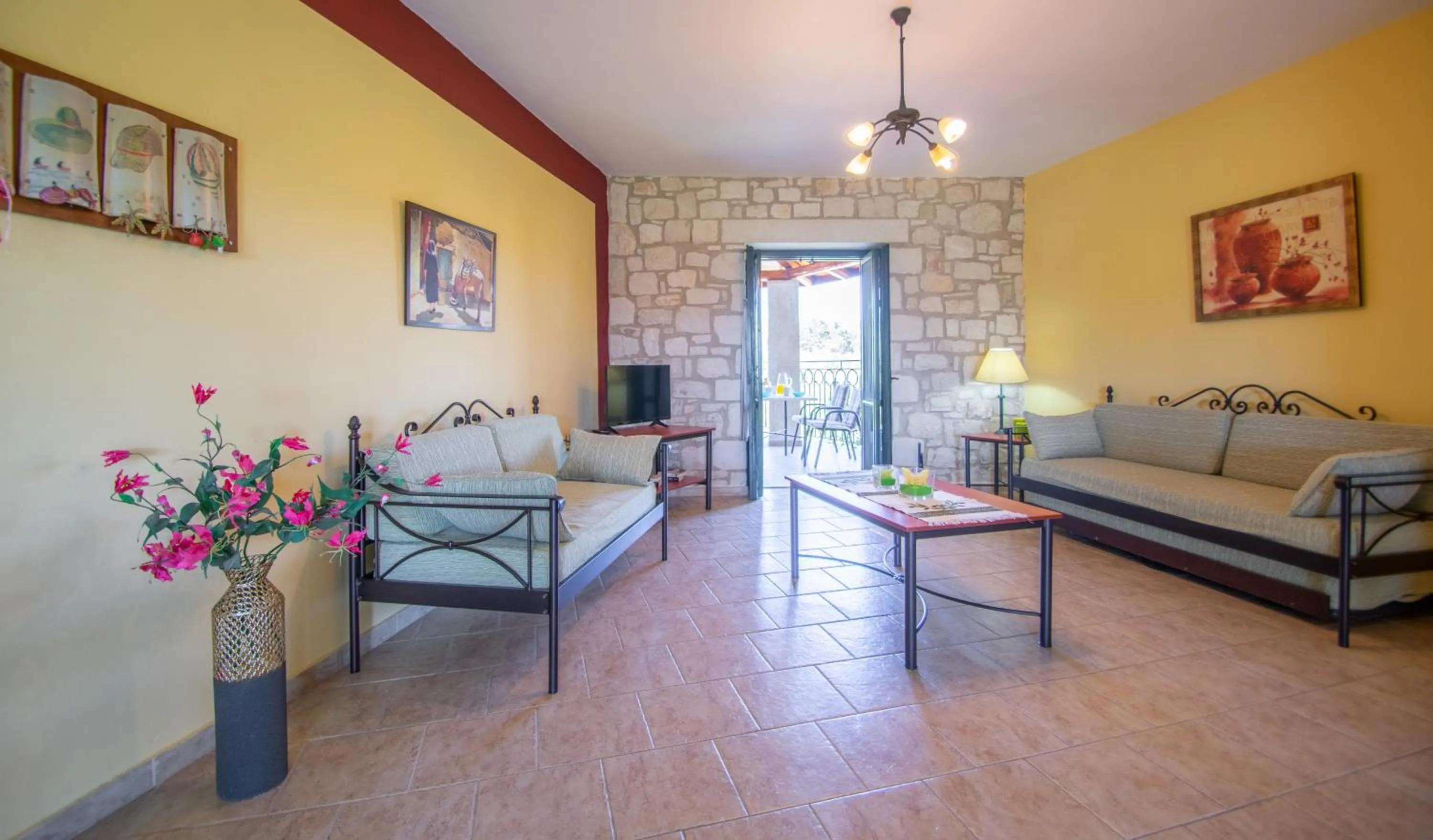 Living room, Bed in Ammos Zante Villas
