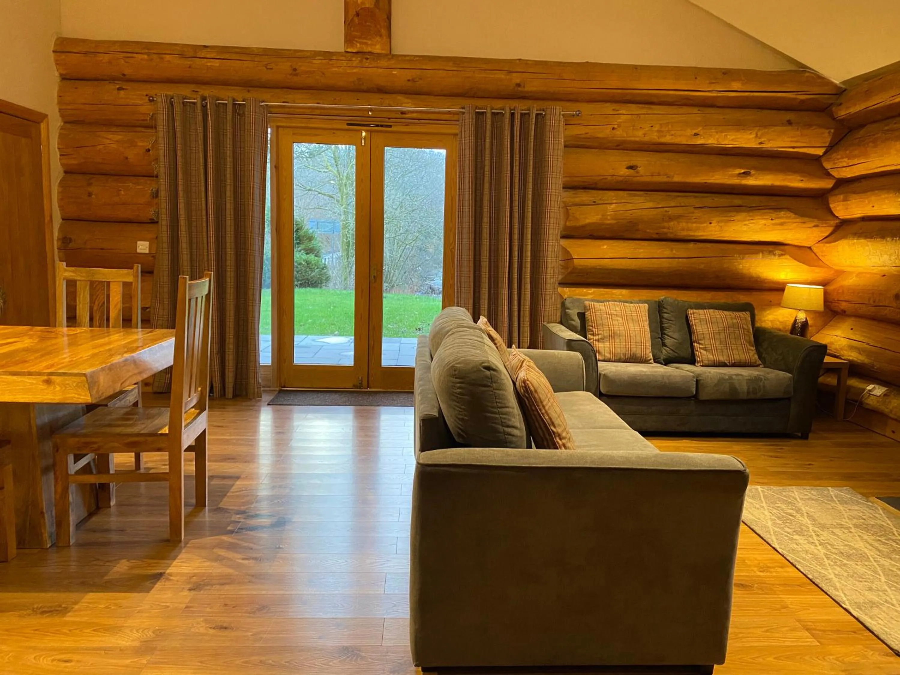Living room in Ewes Water Log Cabins