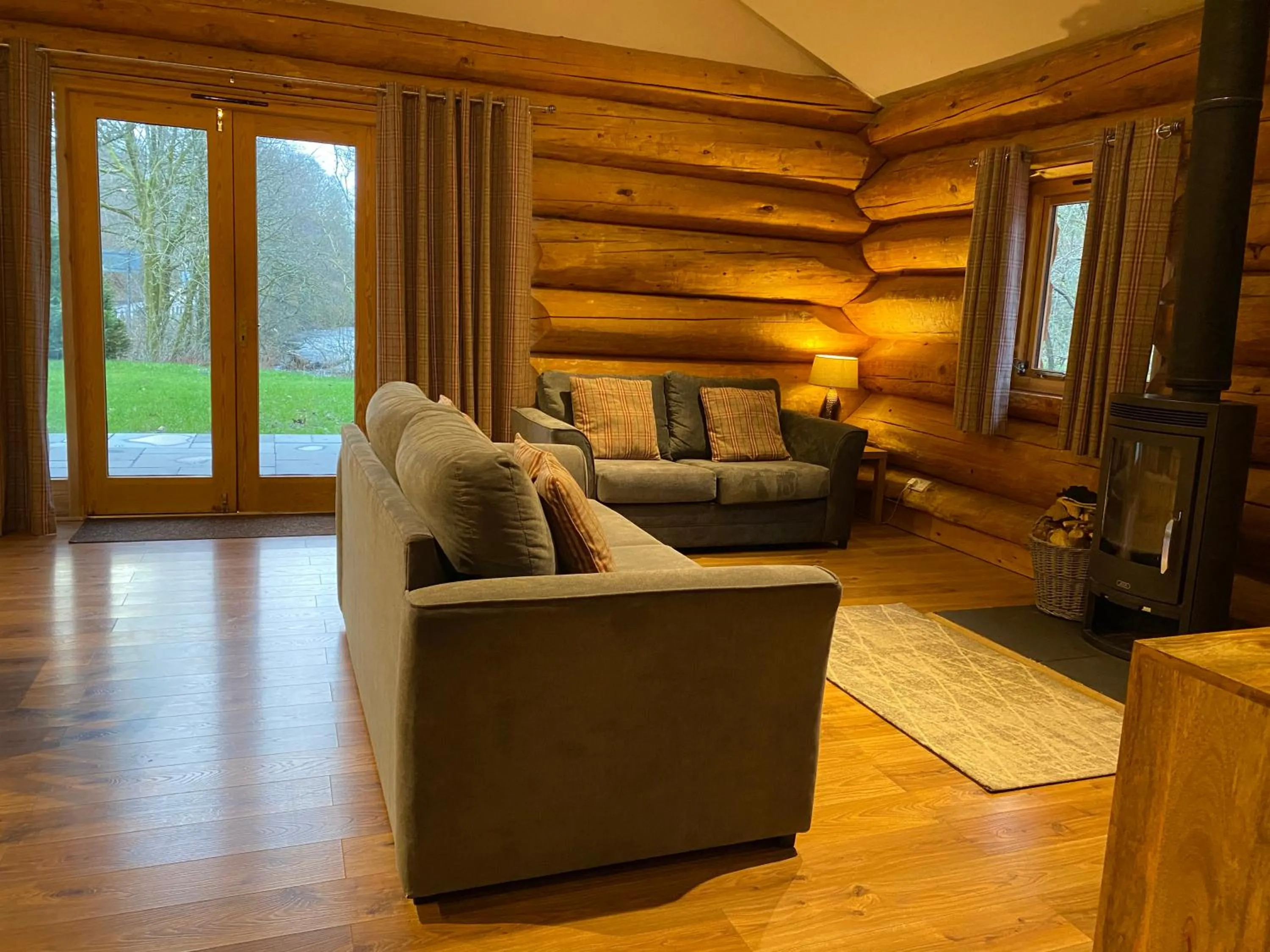 Living room in Ewes Water Log Cabins