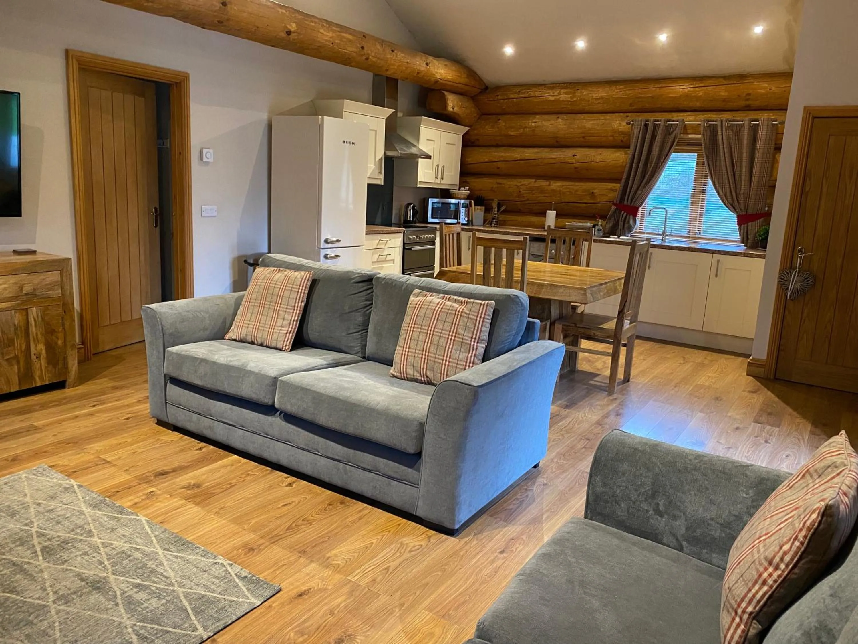 Living room in Ewes Water Log Cabins