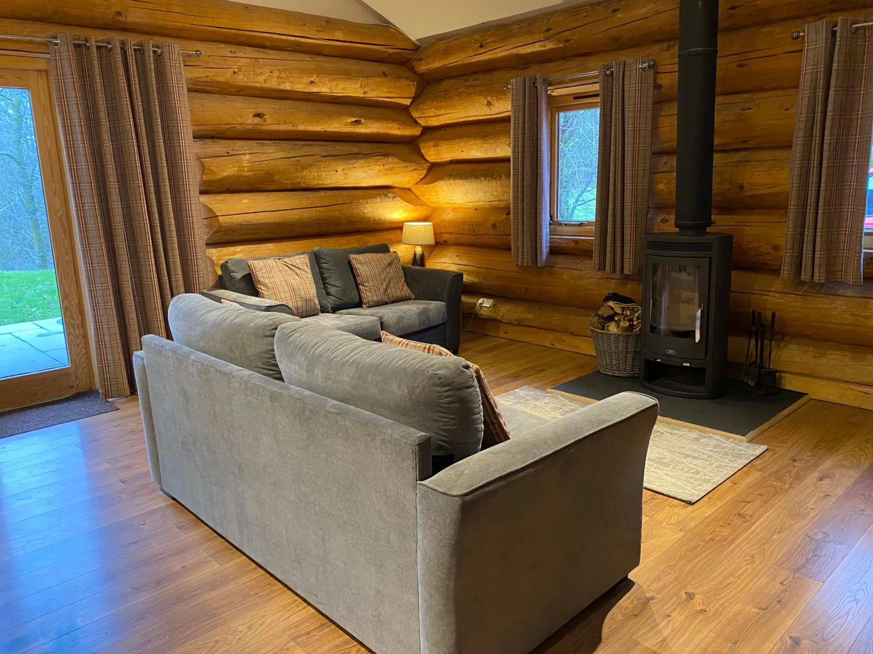 Living room in Ewes Water Log Cabins