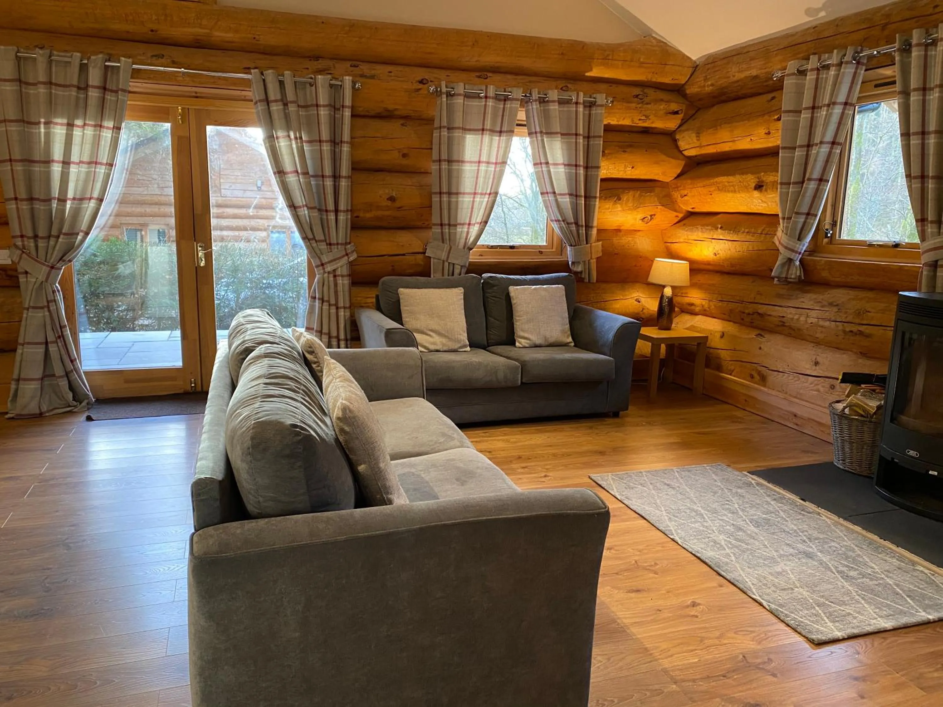 Living room in Ewes Water Log Cabins