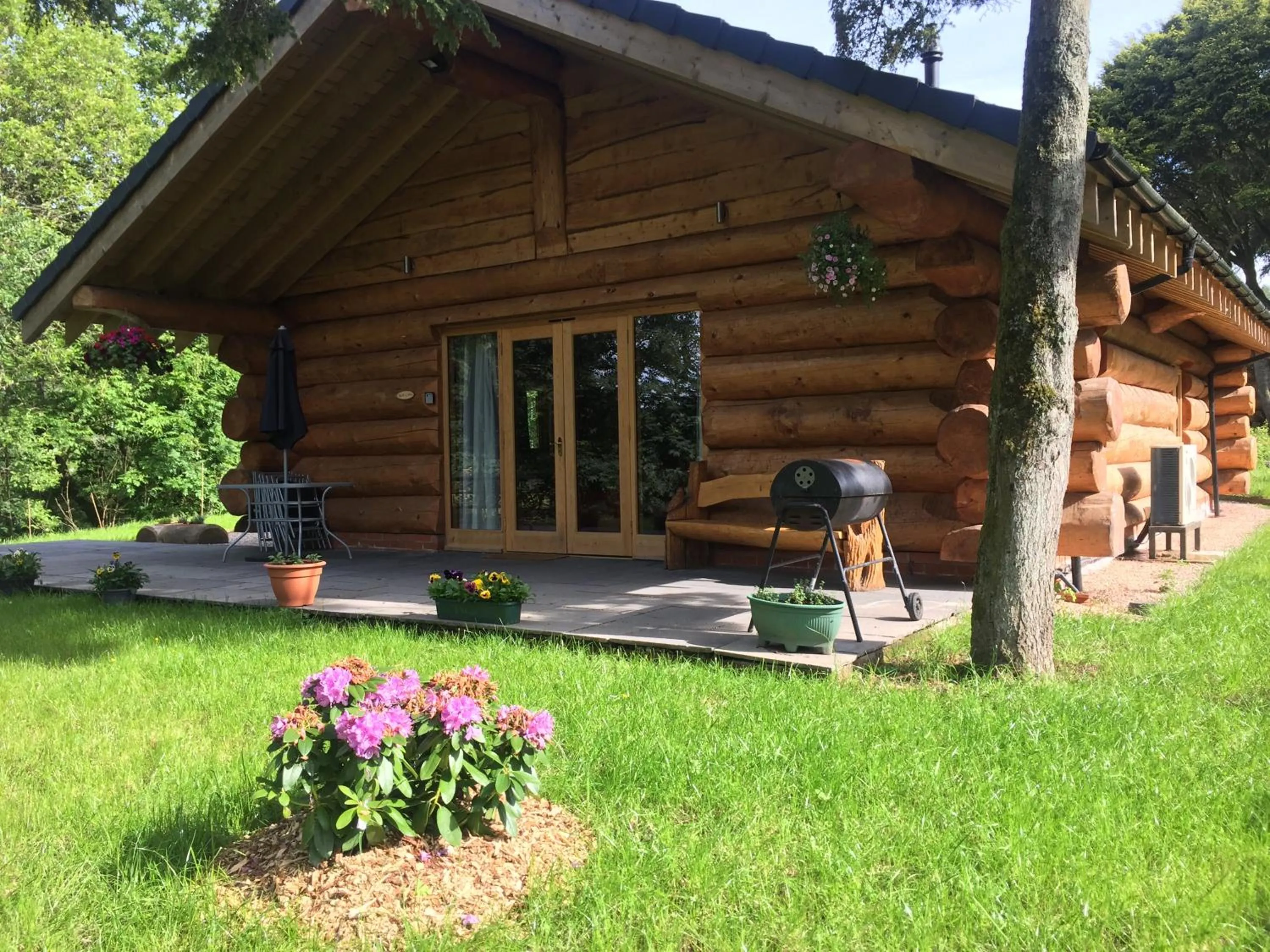 Patio in Ewes Water Log Cabins
