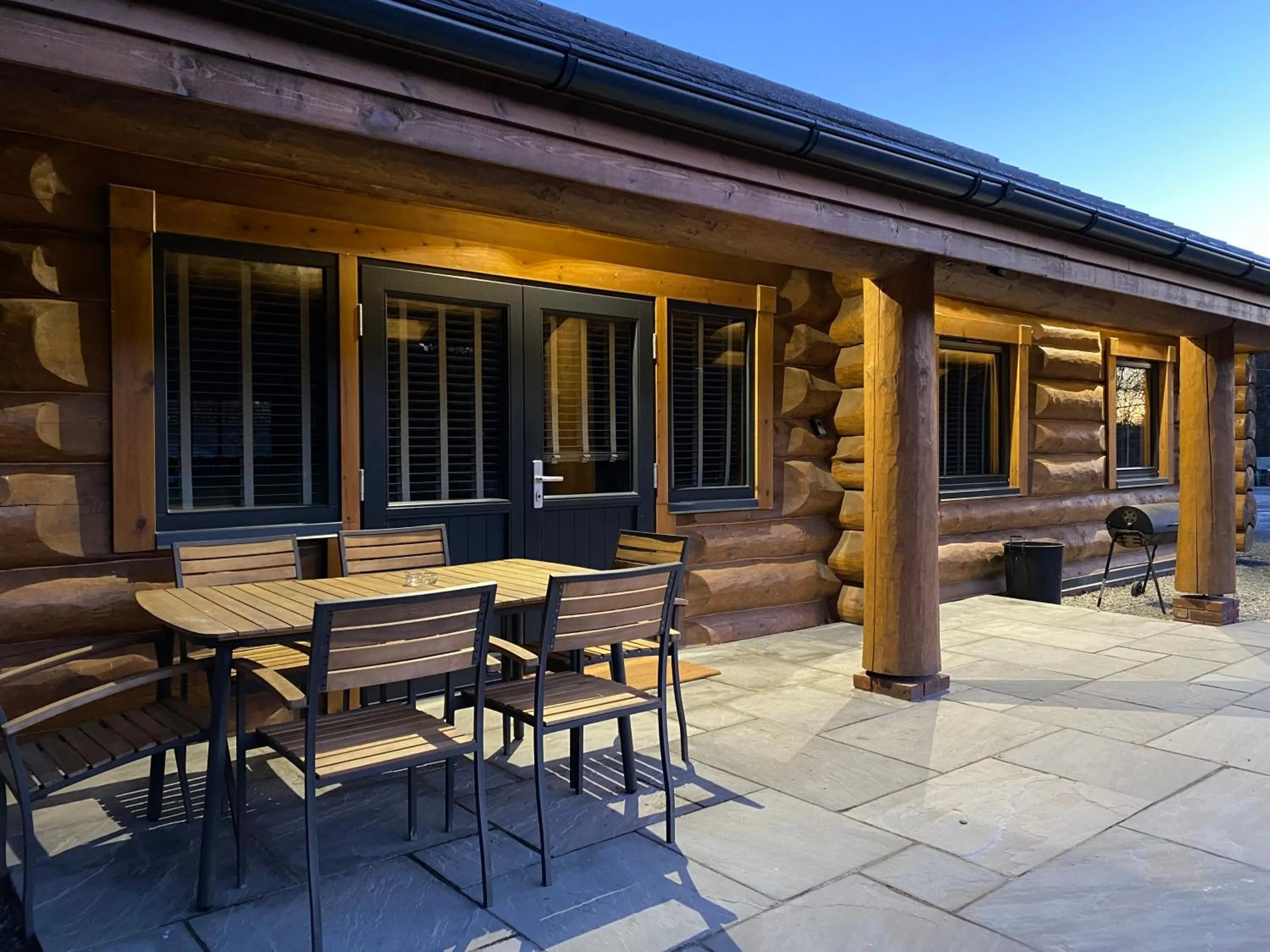 Patio in Ewes Water Log Cabins