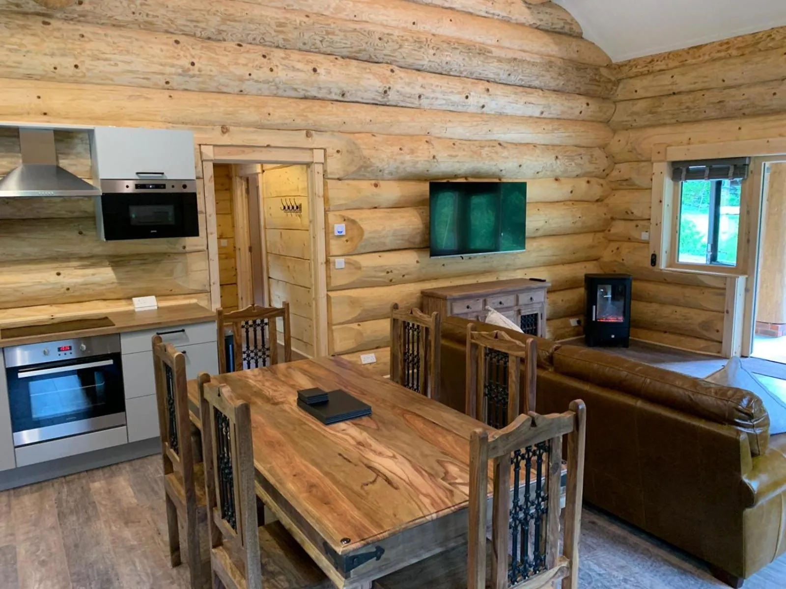 Living room in Ewes Water Log Cabins
