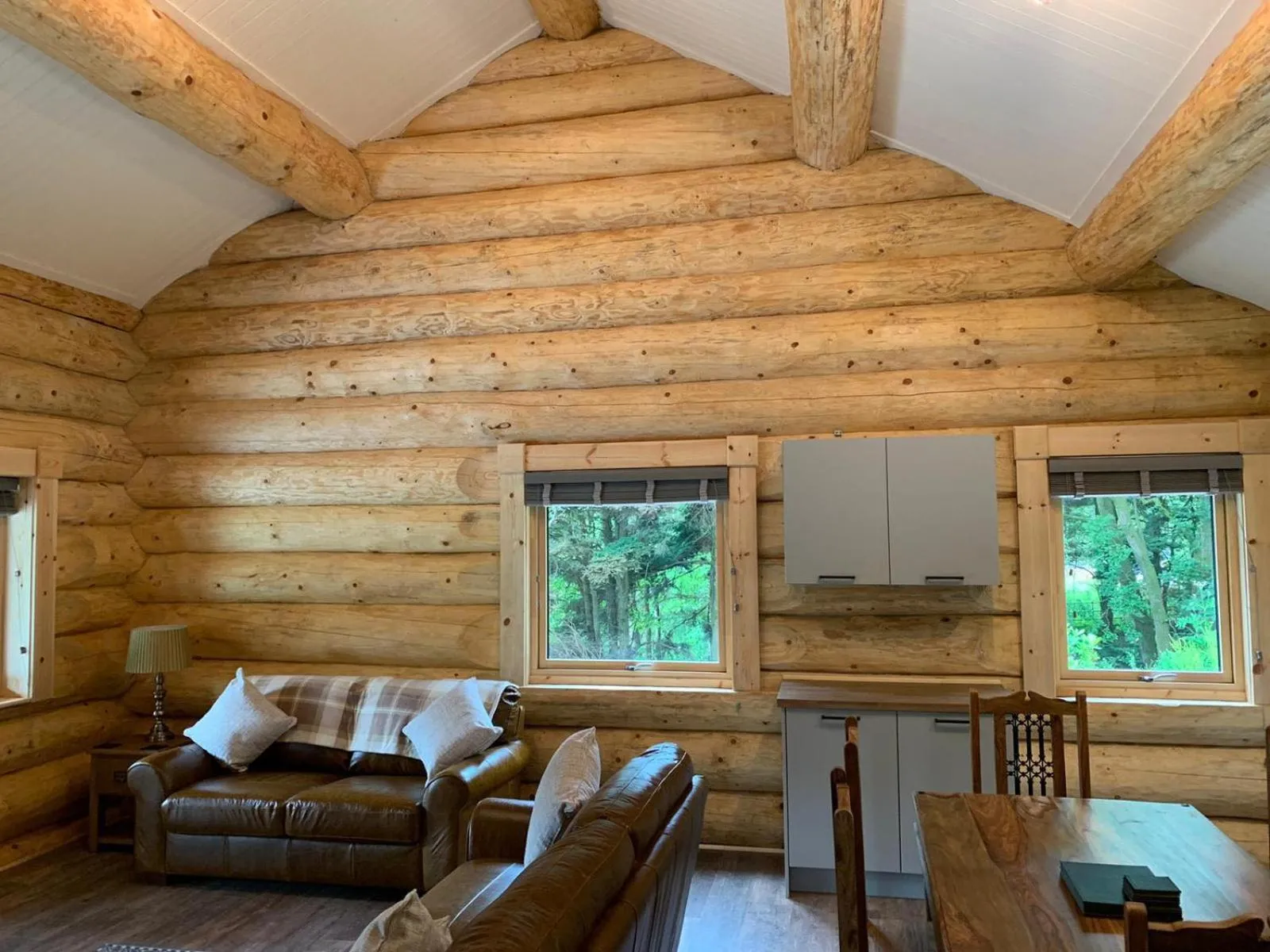 Living room in Ewes Water Log Cabins