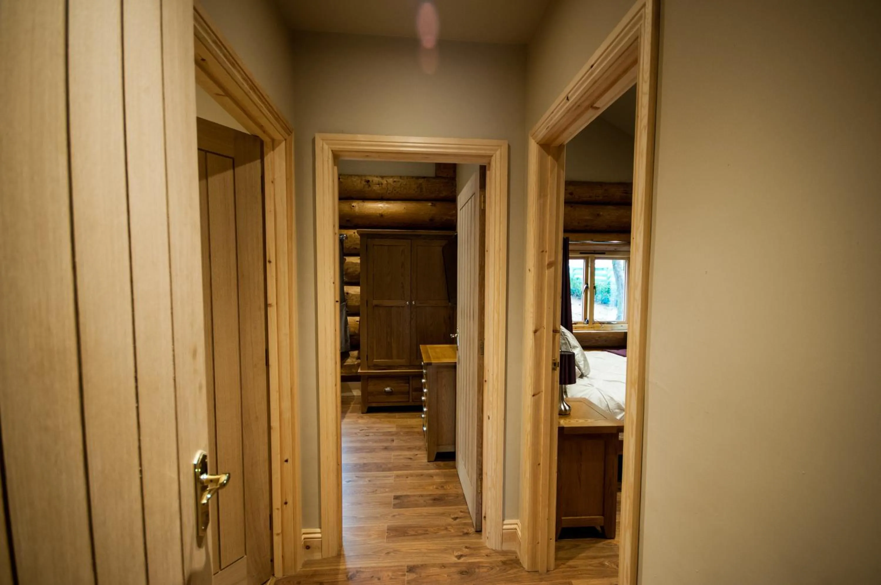 Bed in Ewes Water Log Cabins