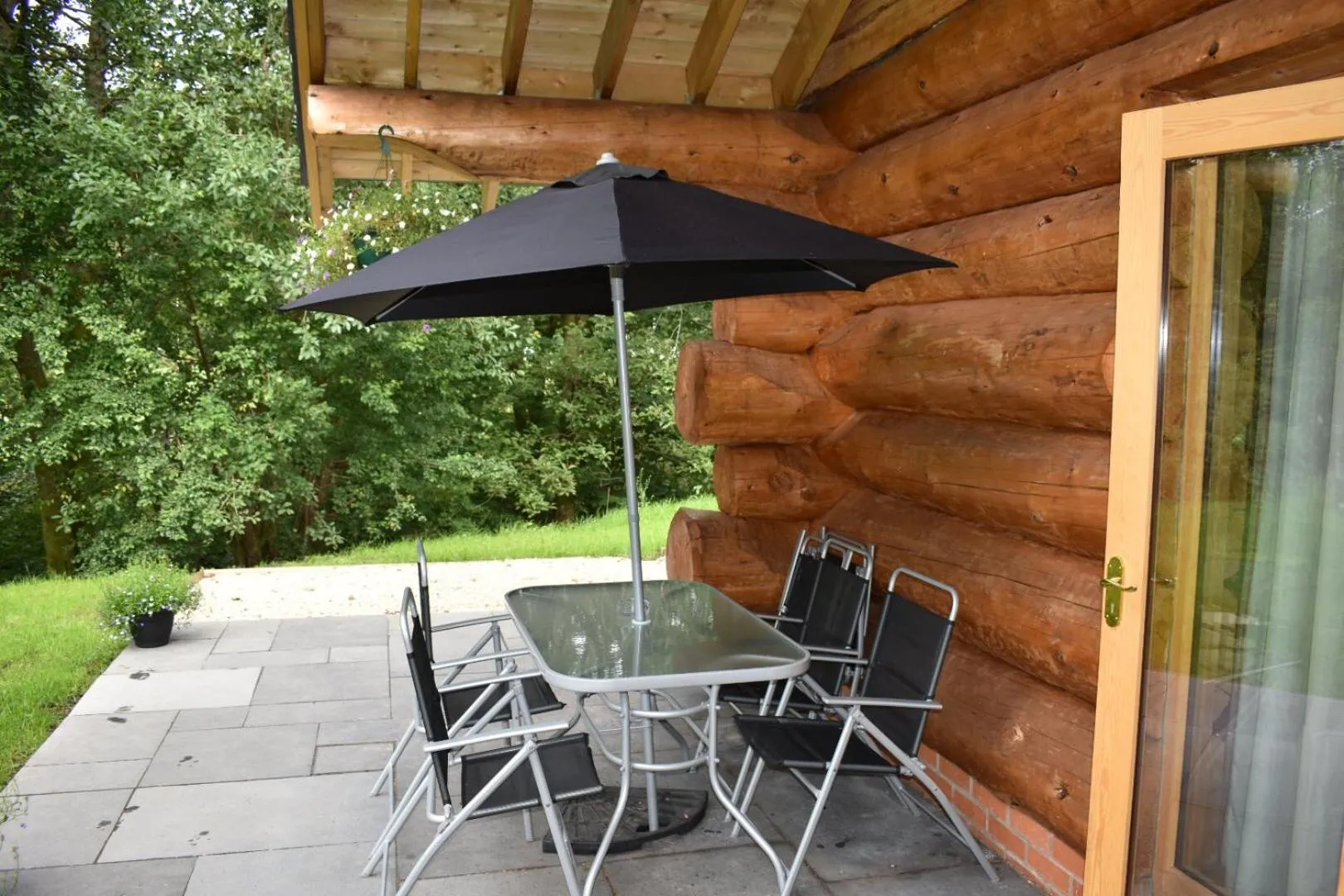 Patio in Ewes Water Log Cabins