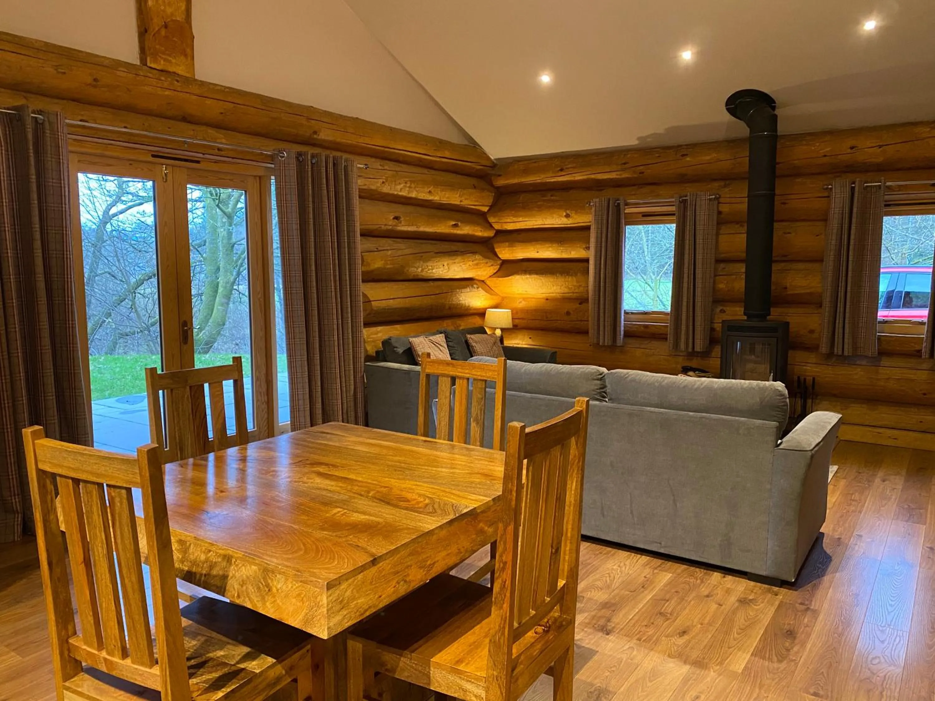Living room in Ewes Water Log Cabins