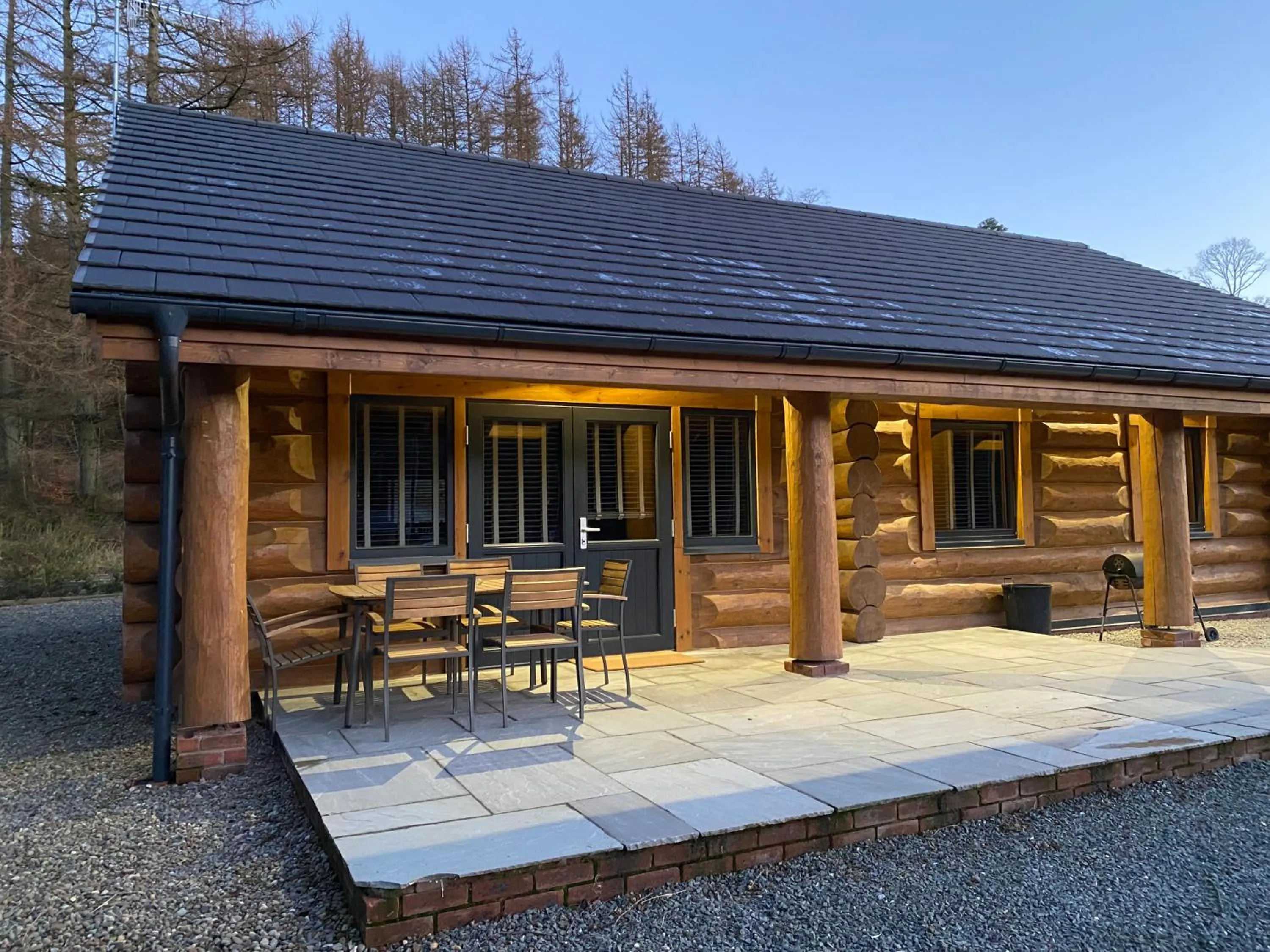 Patio in Ewes Water Log Cabins