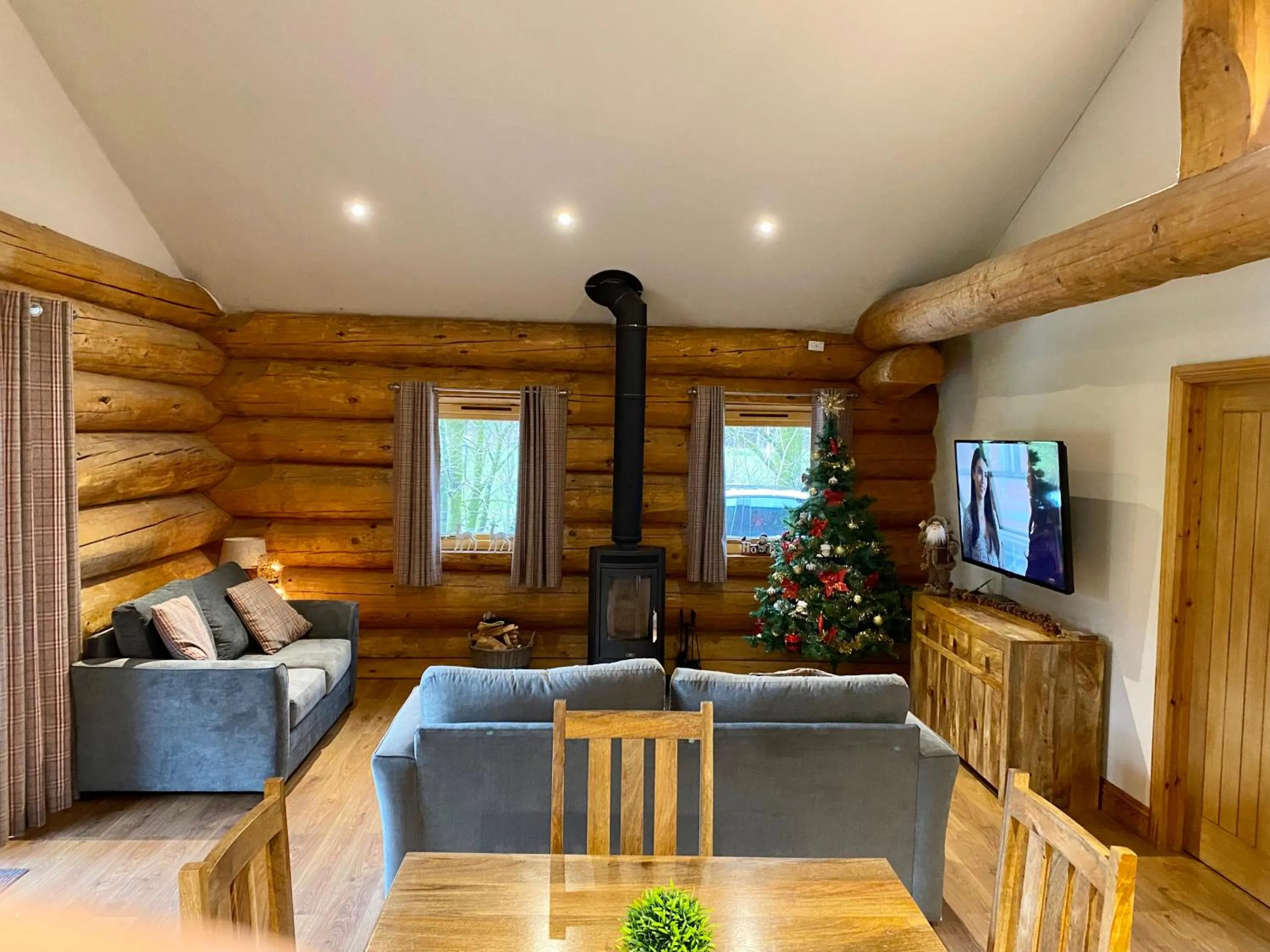 Living room in Ewes Water Log Cabins