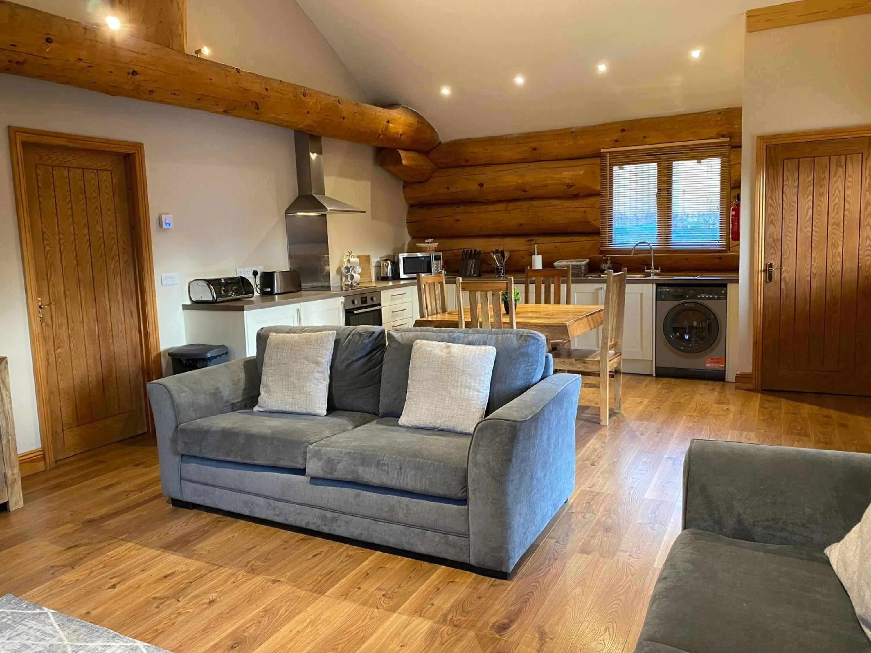 Living room in Ewes Water Log Cabins