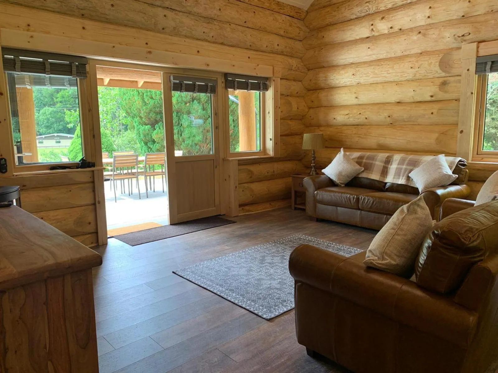 Living room in Ewes Water Log Cabins