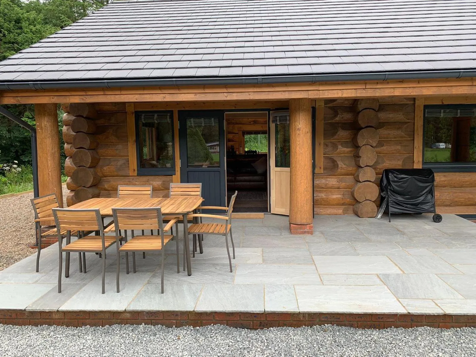 Patio in Ewes Water Log Cabins