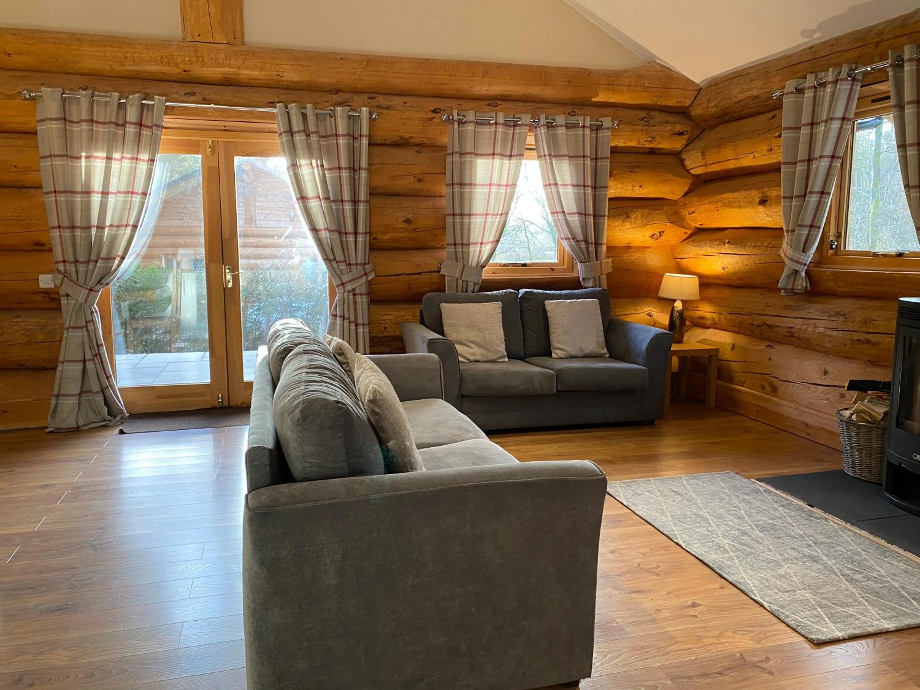 Living room in Ewes Water Log Cabins