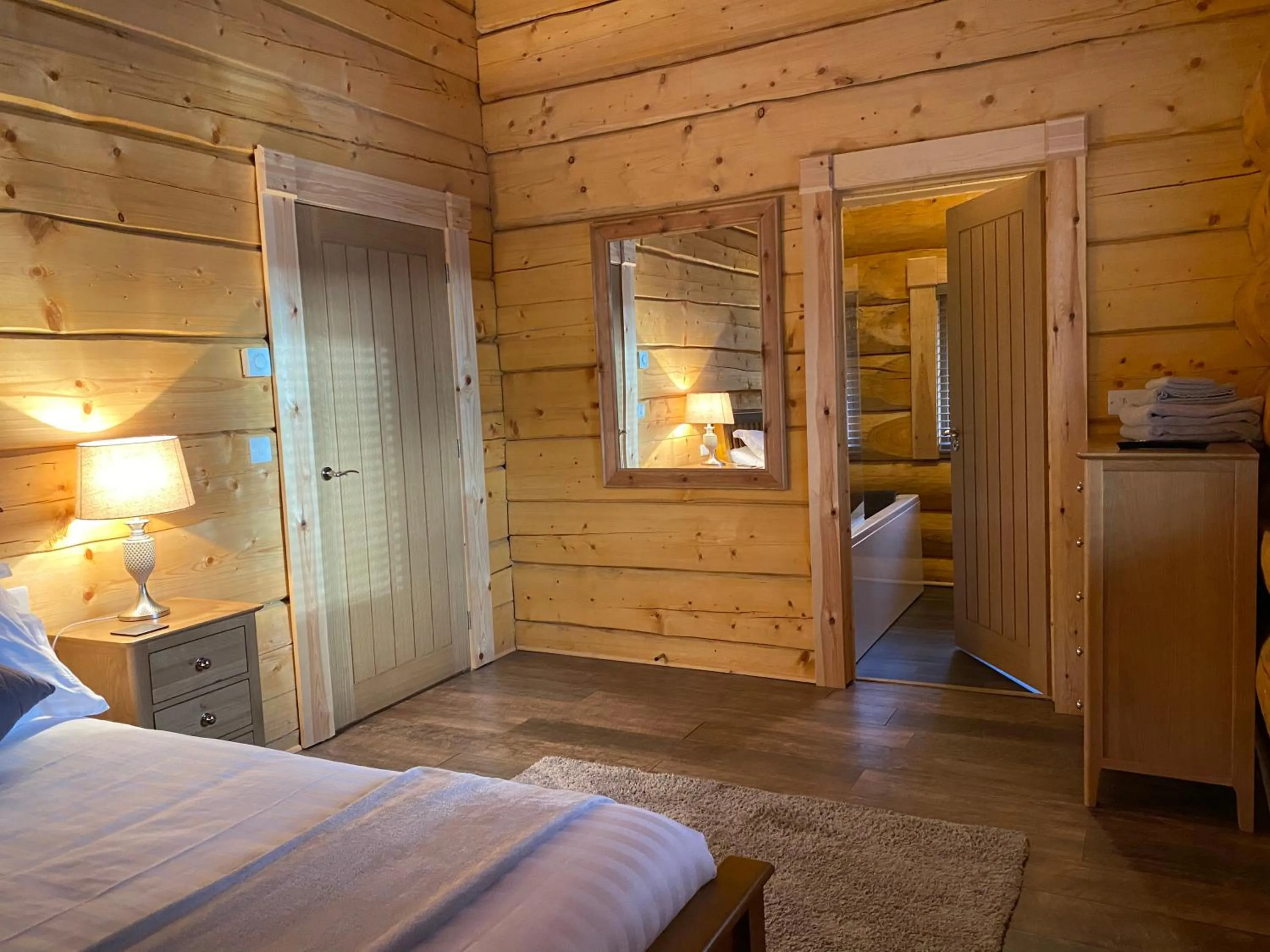 Bed in Ewes Water Log Cabins