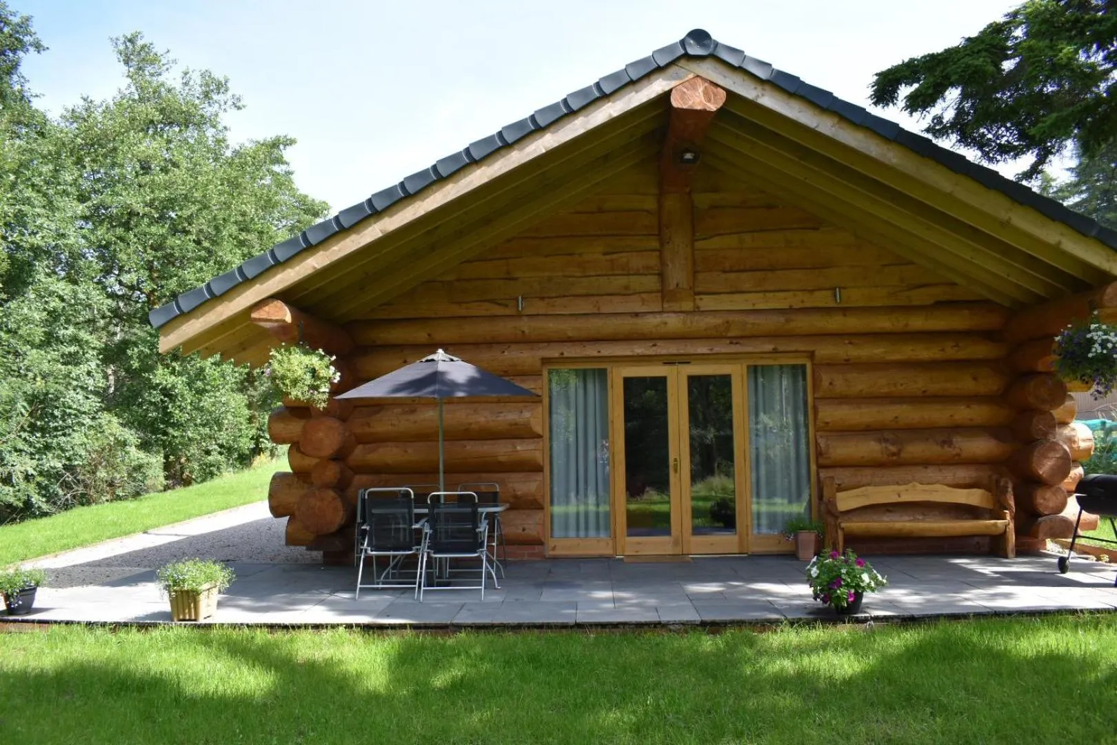 Patio in Ewes Water Log Cabins