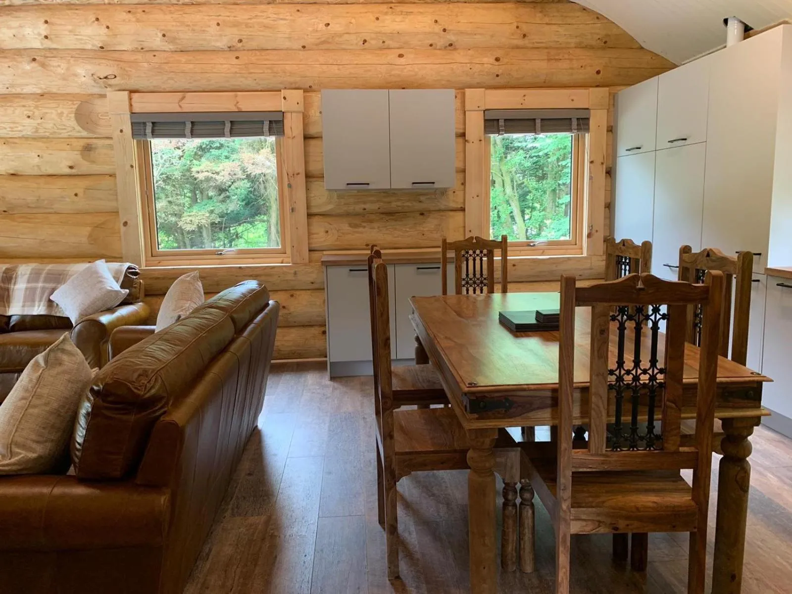Living room in Ewes Water Log Cabins