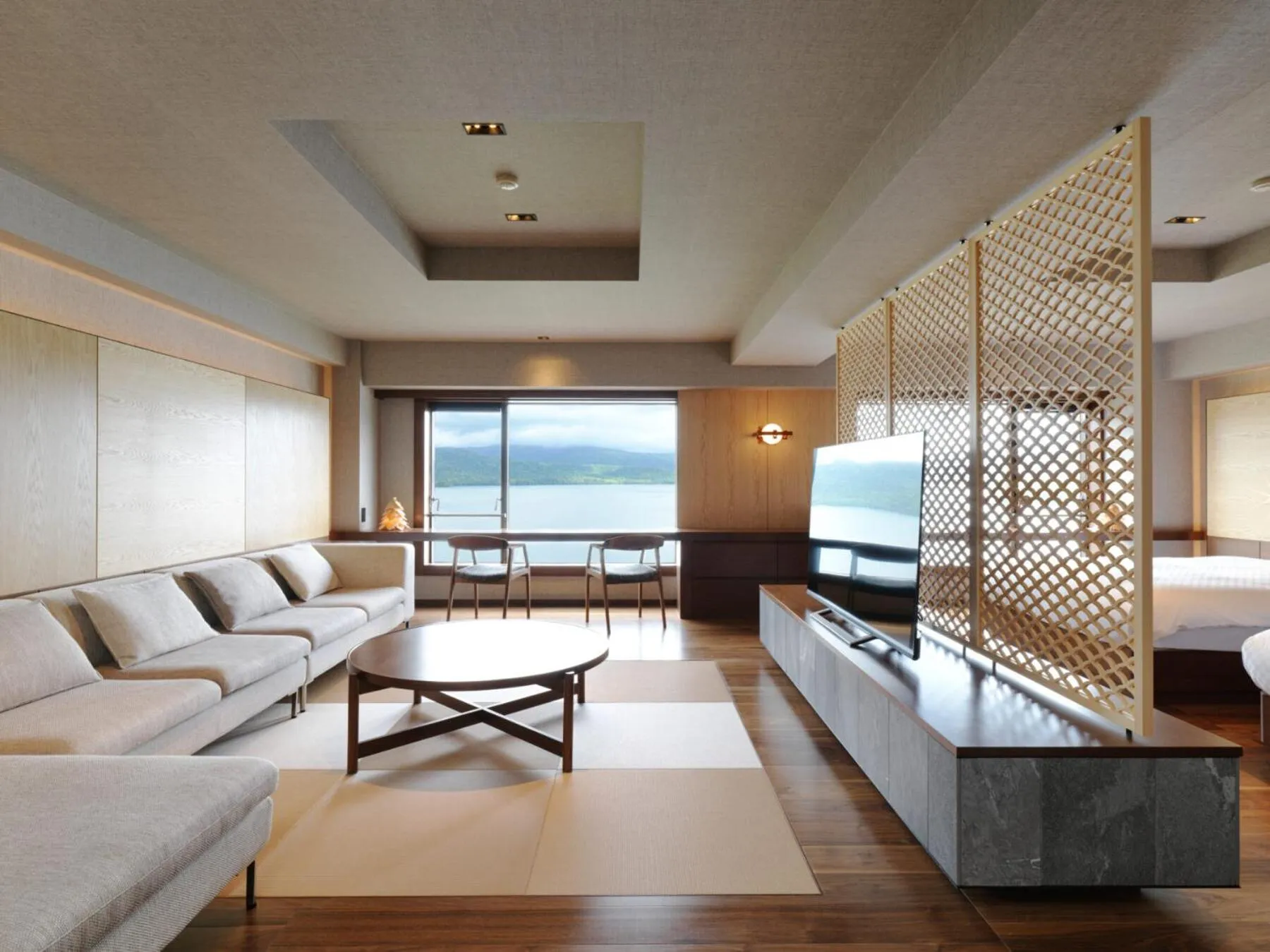Living room, Bed in Akan Yuku no Sato Tsuruga