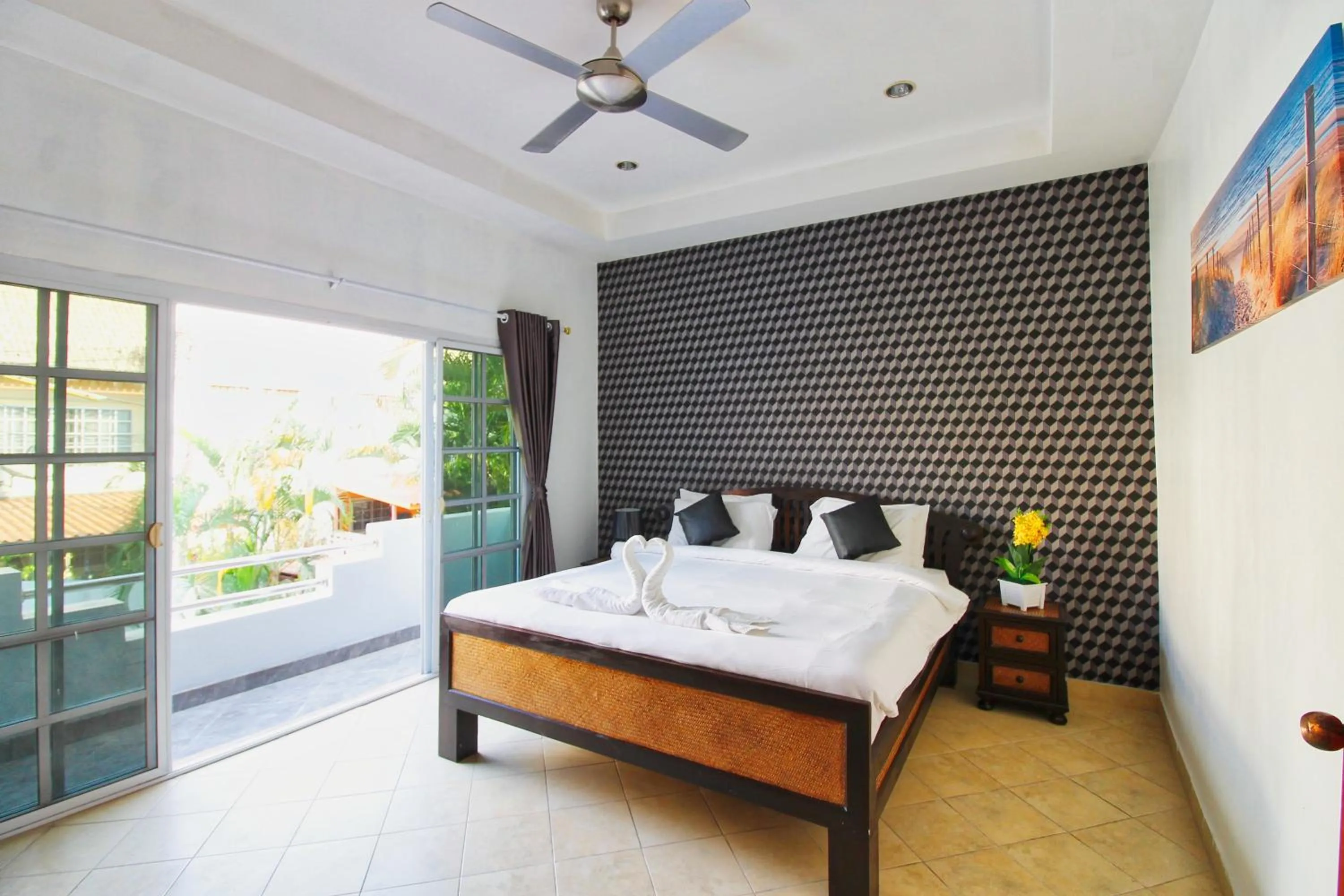 Balcony/Terrace, Bed in Grande Adam Private Pool Villa