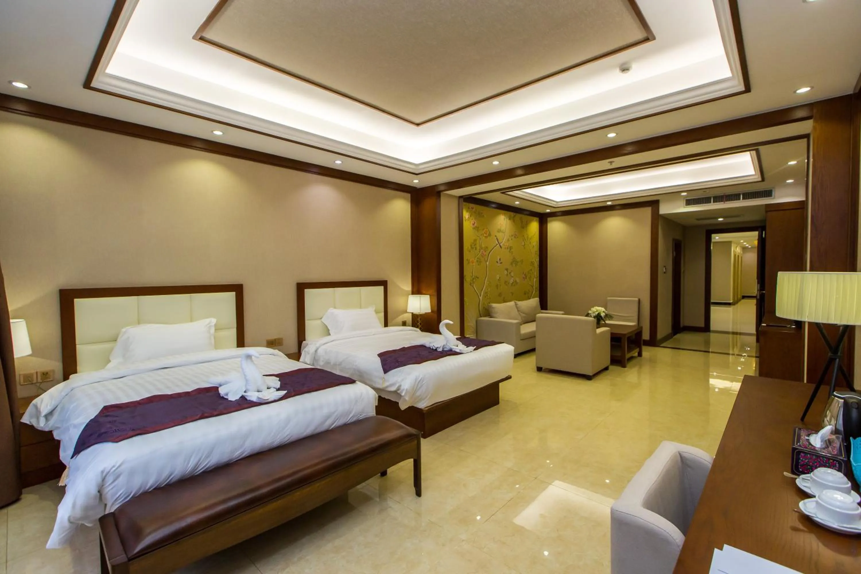 Bed in Paksong Danngarm Hotel