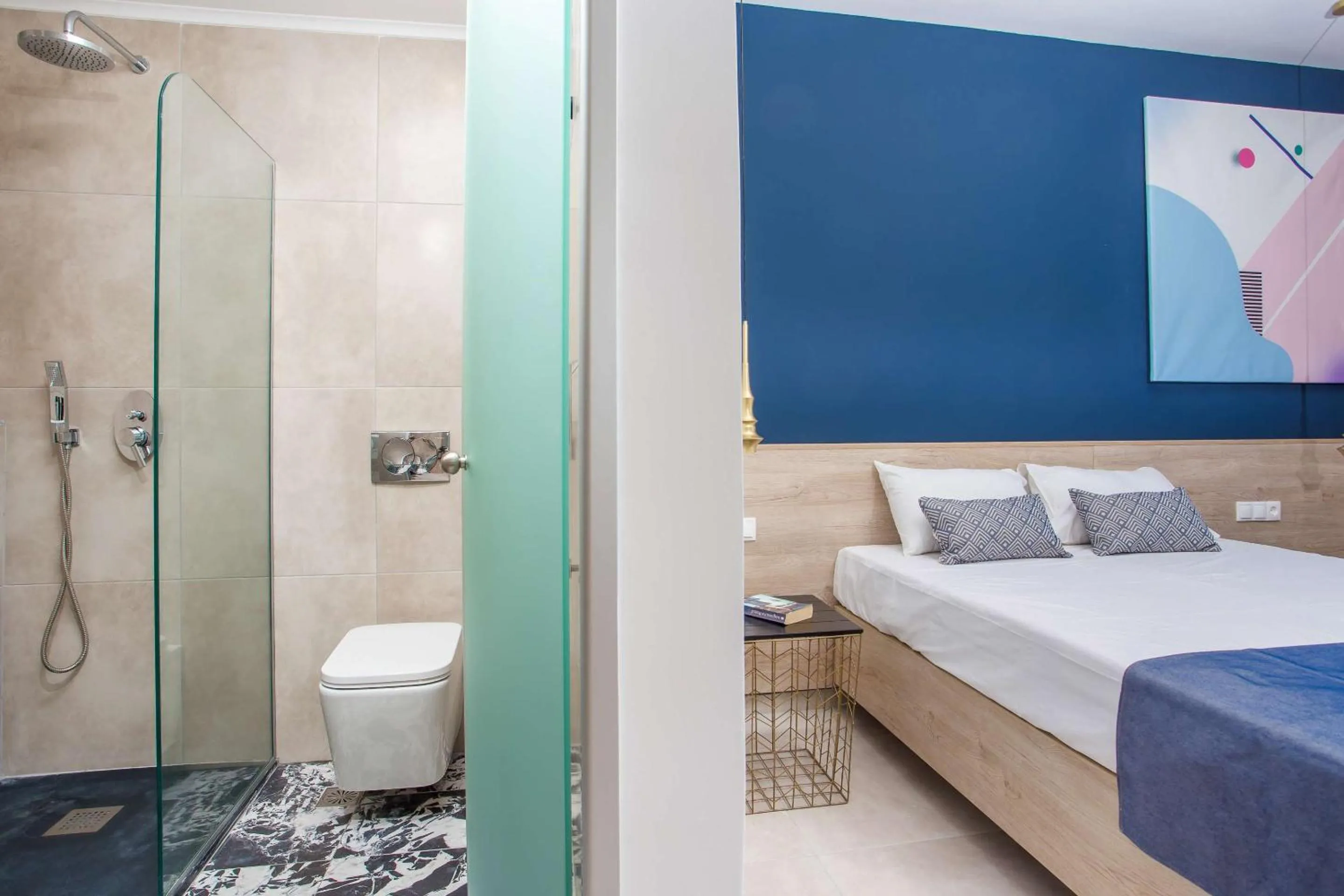 Shower, Bed in Madison Boutique, Faliraki