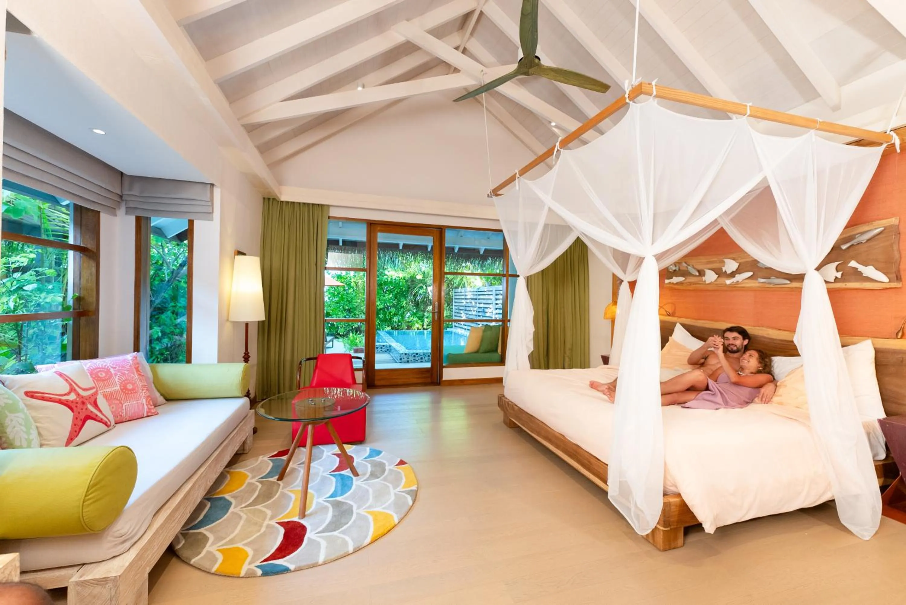 View (from property/room), Bed in OBLU SELECT Sangeli - Premium All Inclusive with Free Transfers