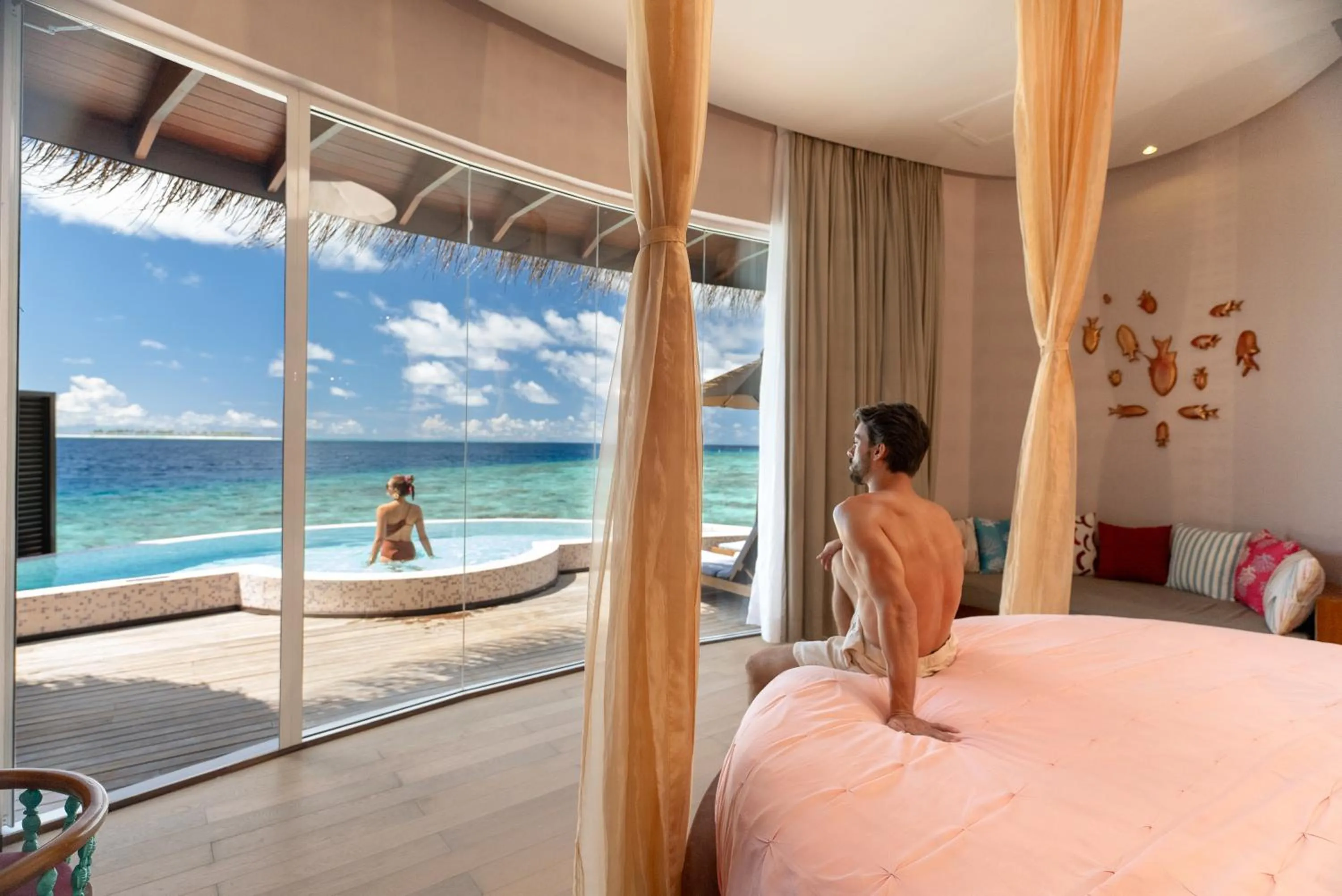 Pool view, Bed in OBLU SELECT Sangeli - Premium All Inclusive with Free Transfers