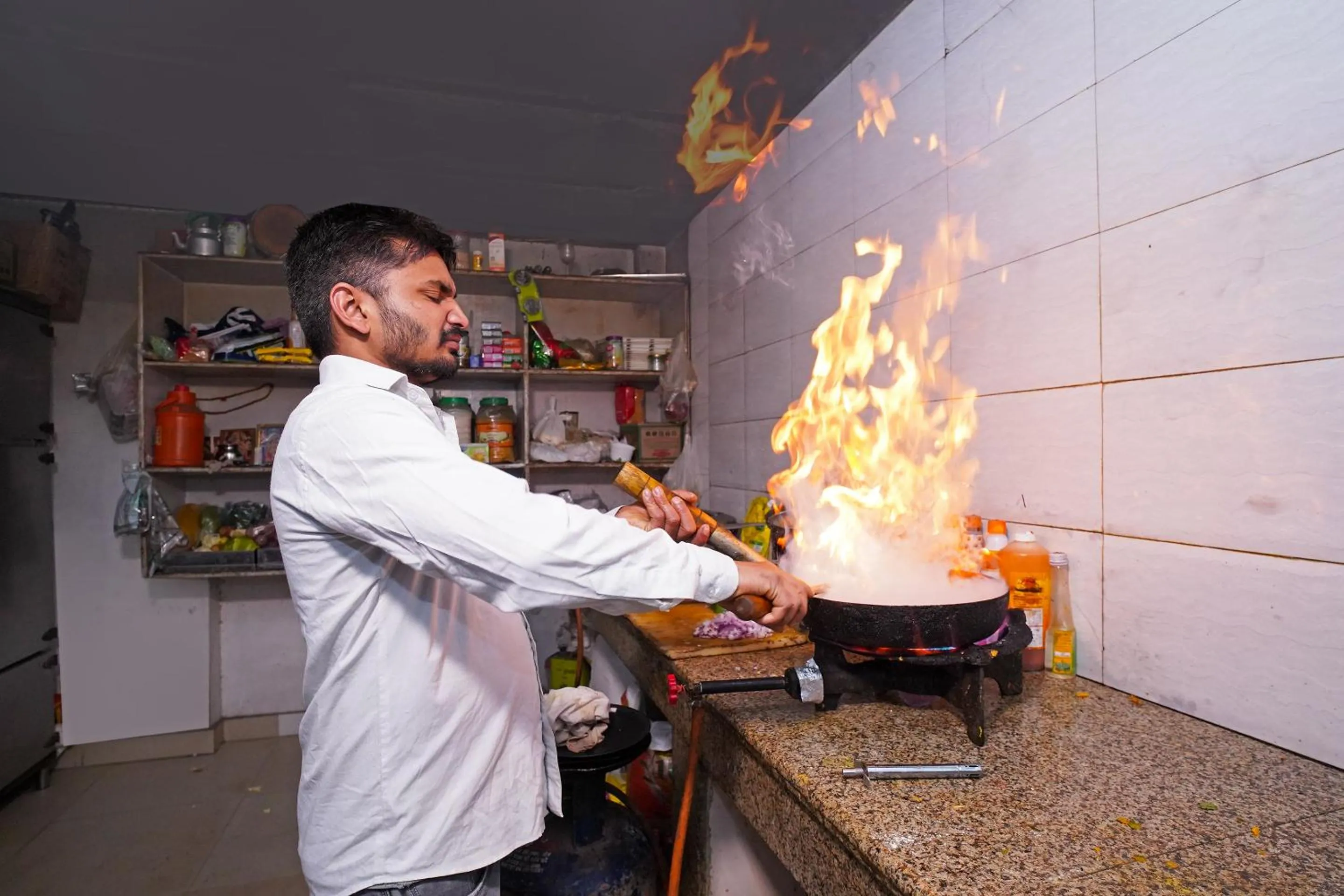 kitchen in Hindustan By Backpackers Heaven - Traveller's Choice Award 2025 Best of Best Winning Hotel
