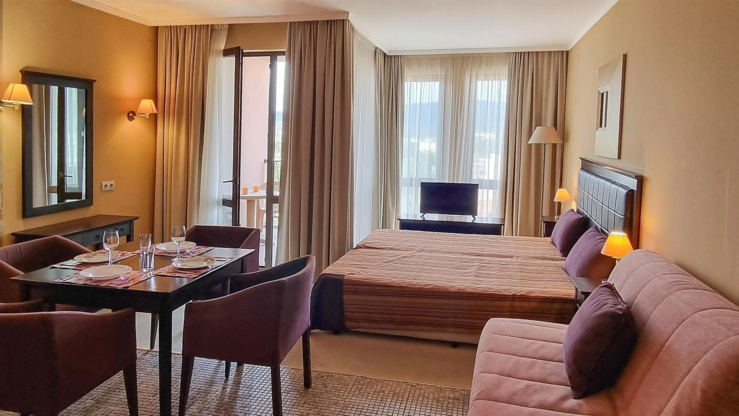Living room, Bed in Royal Beach Apartments