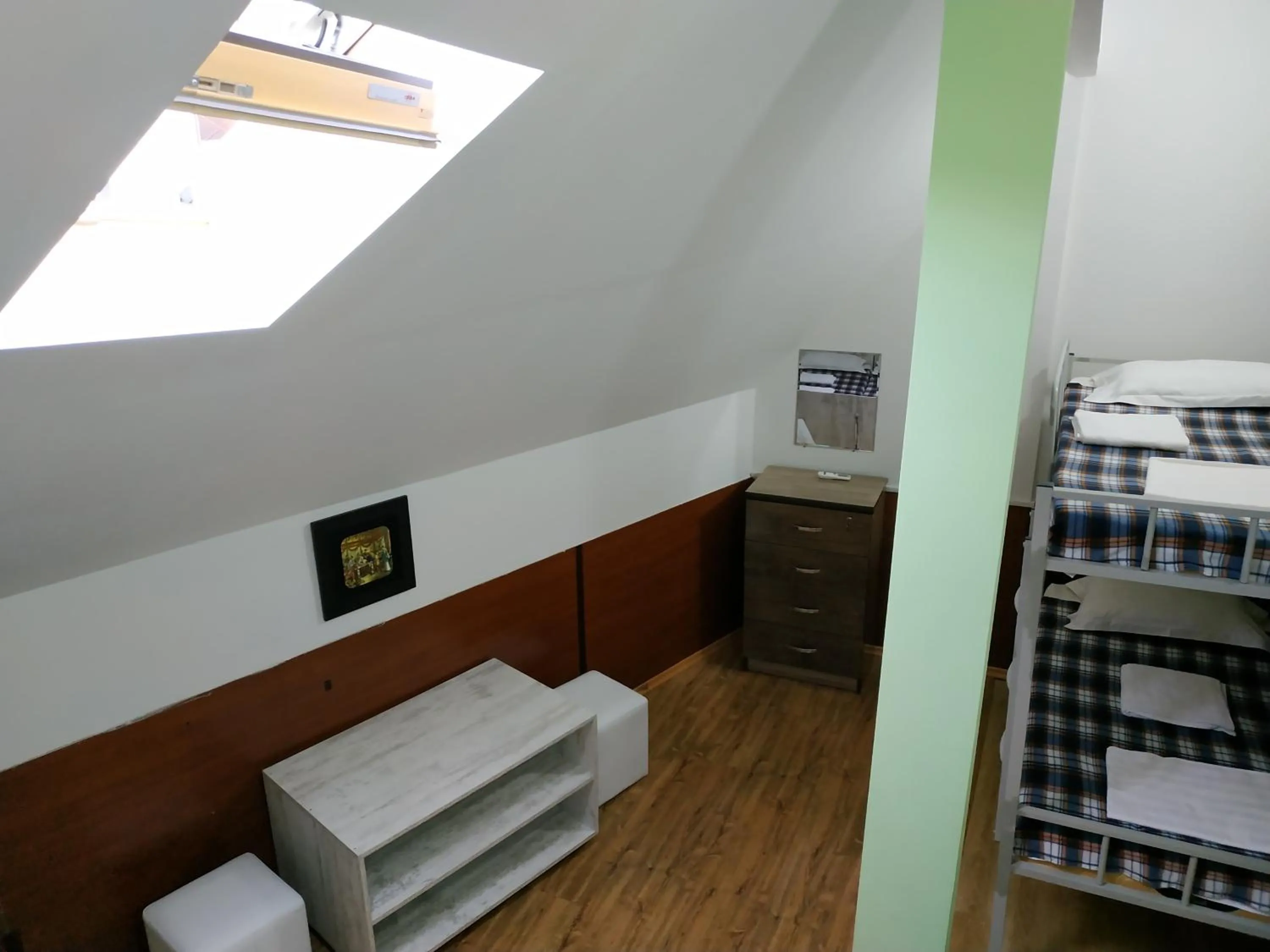 Seating area, Bed in Hostel Portal