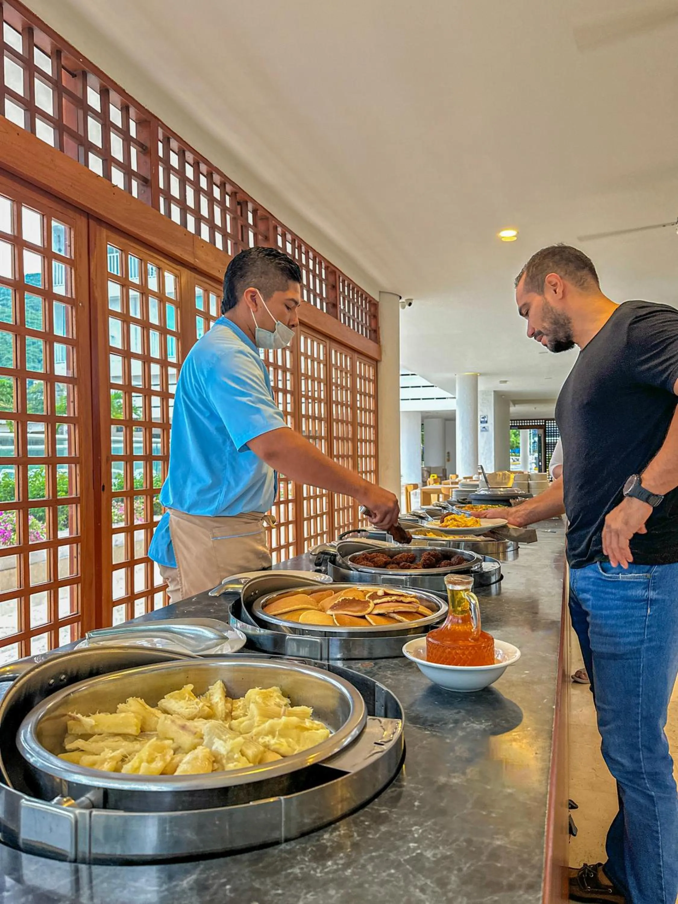 Buffet breakfast in Tamaca Beach Resort