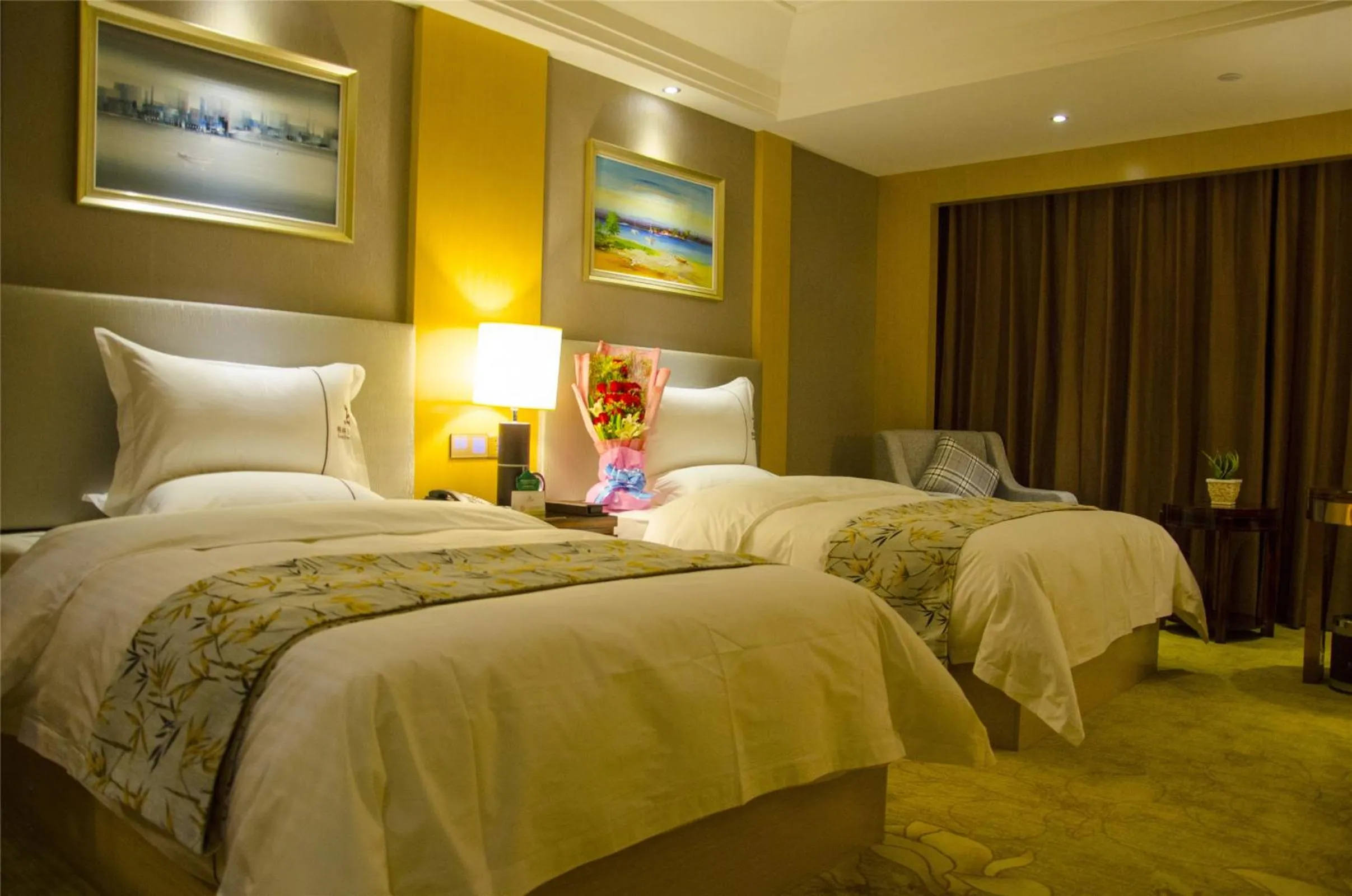 Bed in GreenTree Eastern Yancheng Binhai Oubaoliya City Square Hotel
