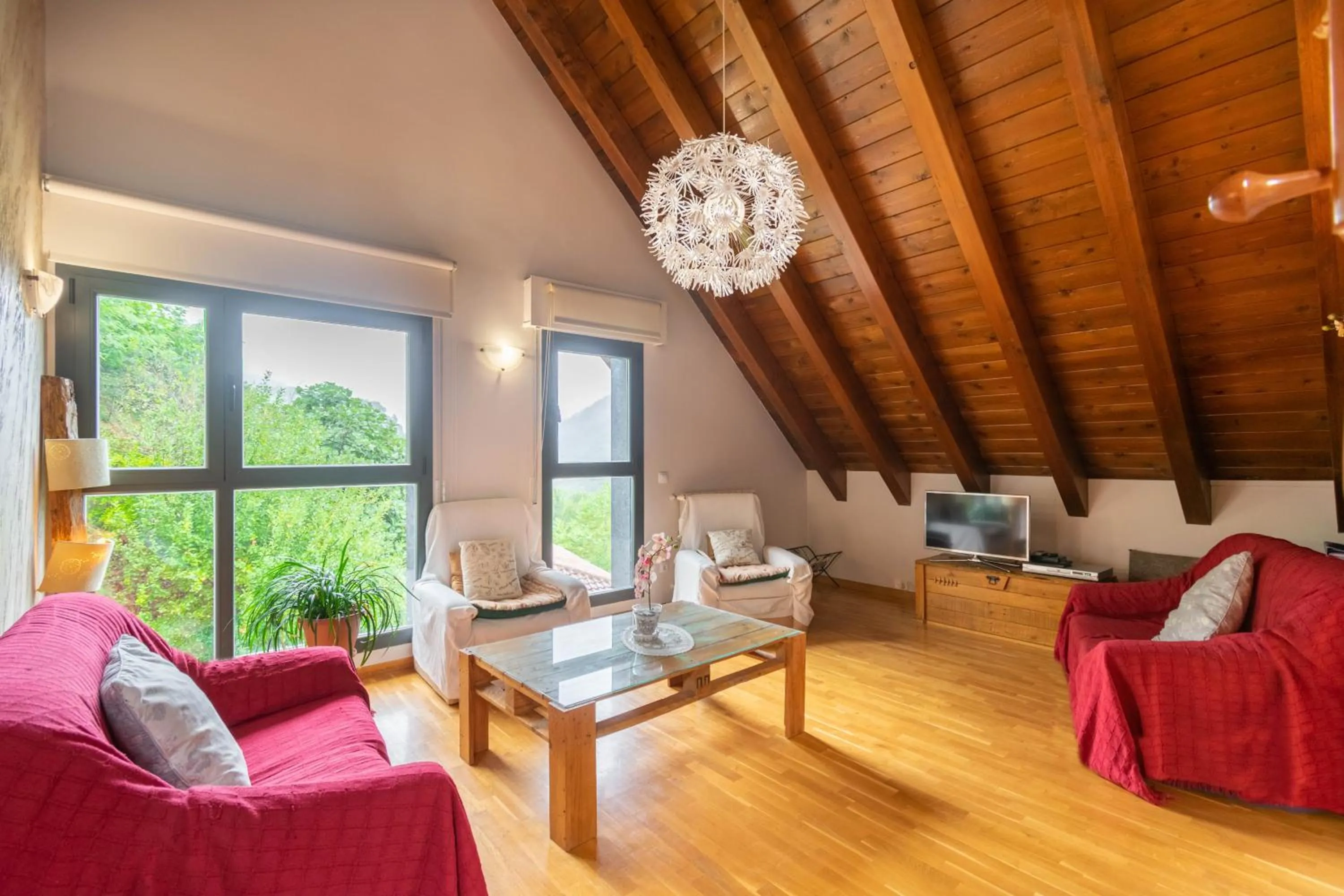 Living room in Casa Ferran, amplias habitaciones y apartamentos de montaña