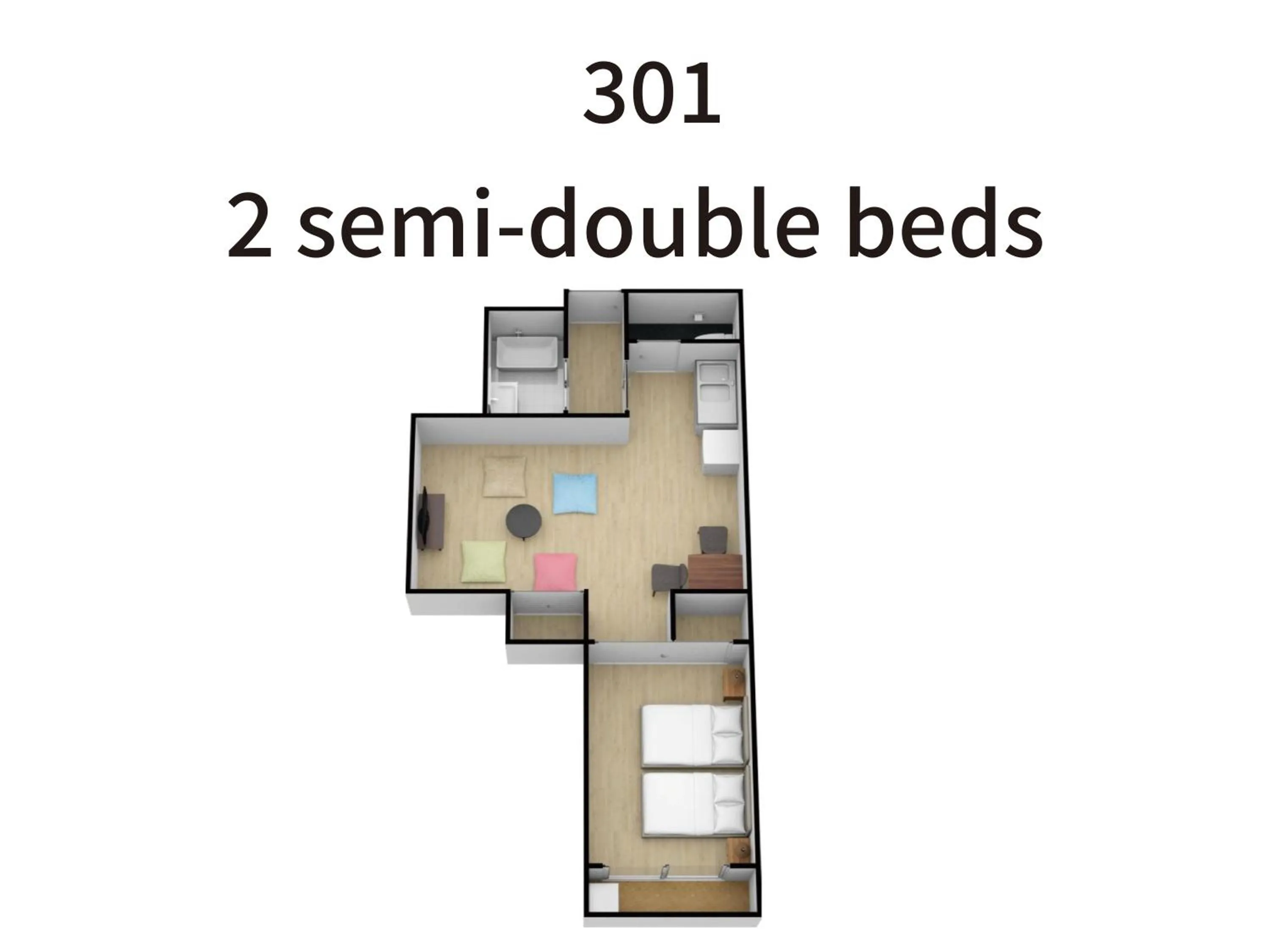 Floor plan, Bed in Bijou Suites Kokoro