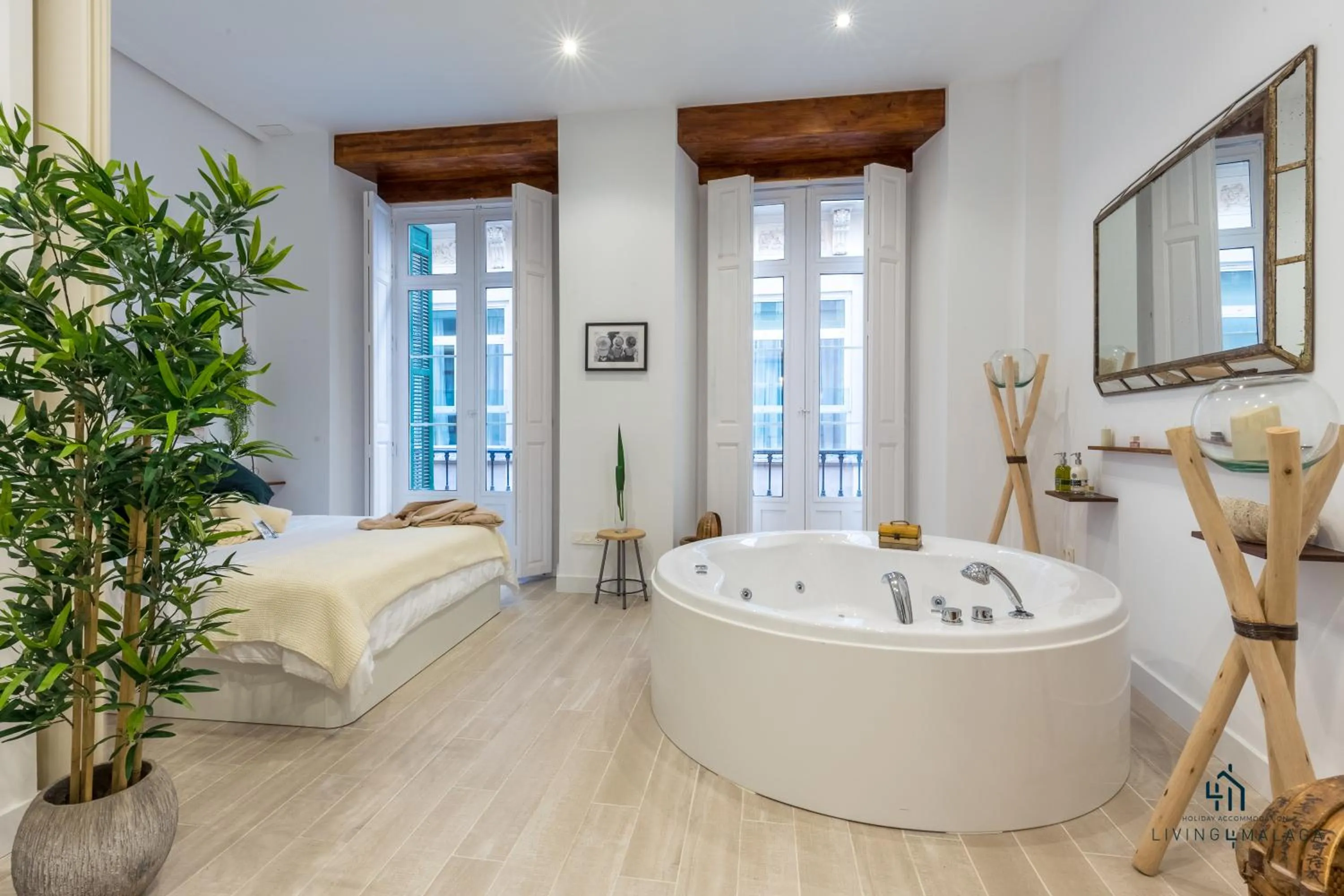 Bed in Living4Malaga Skyline Apartments