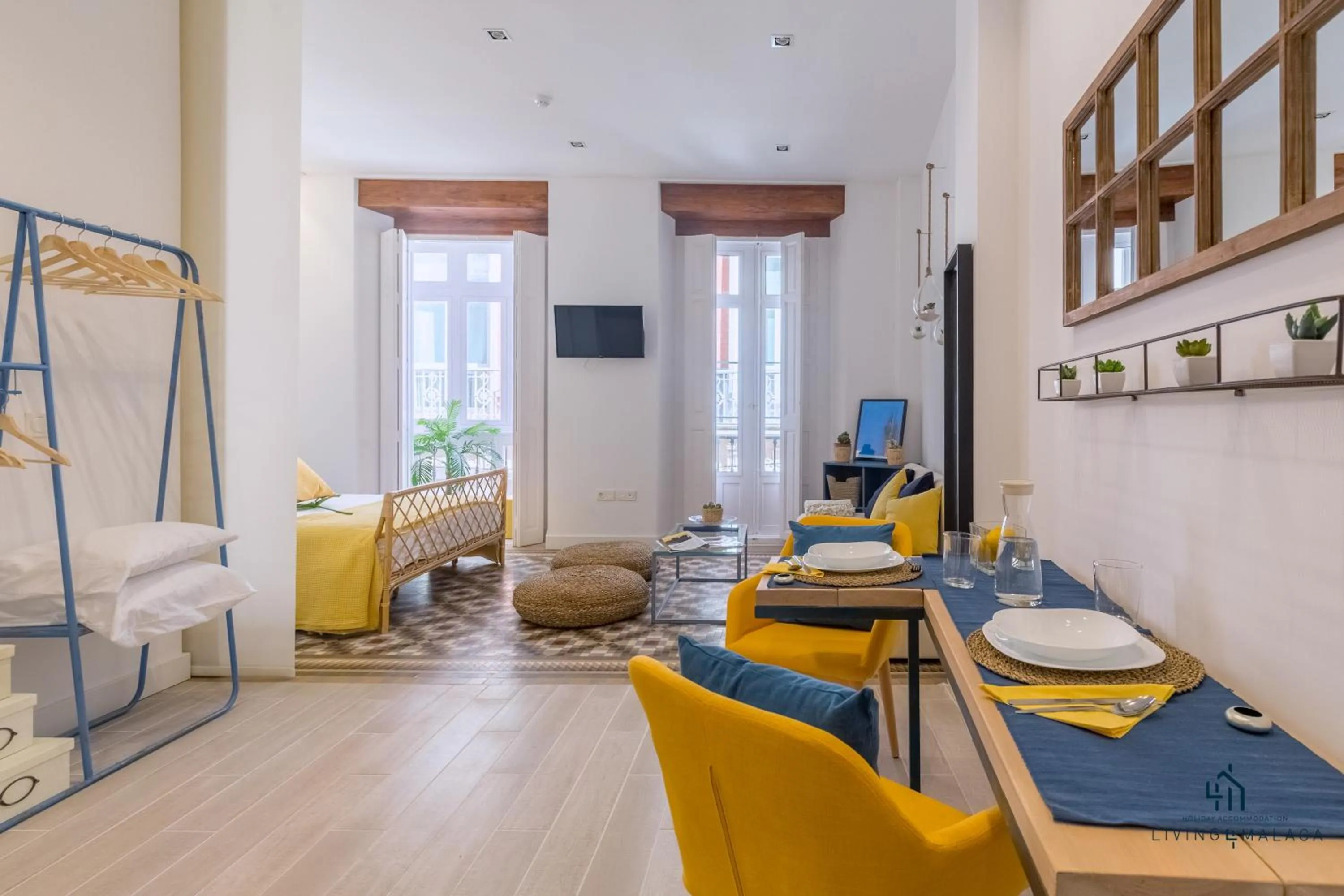 Living room, Bed in Living4Malaga Skyline Apartments