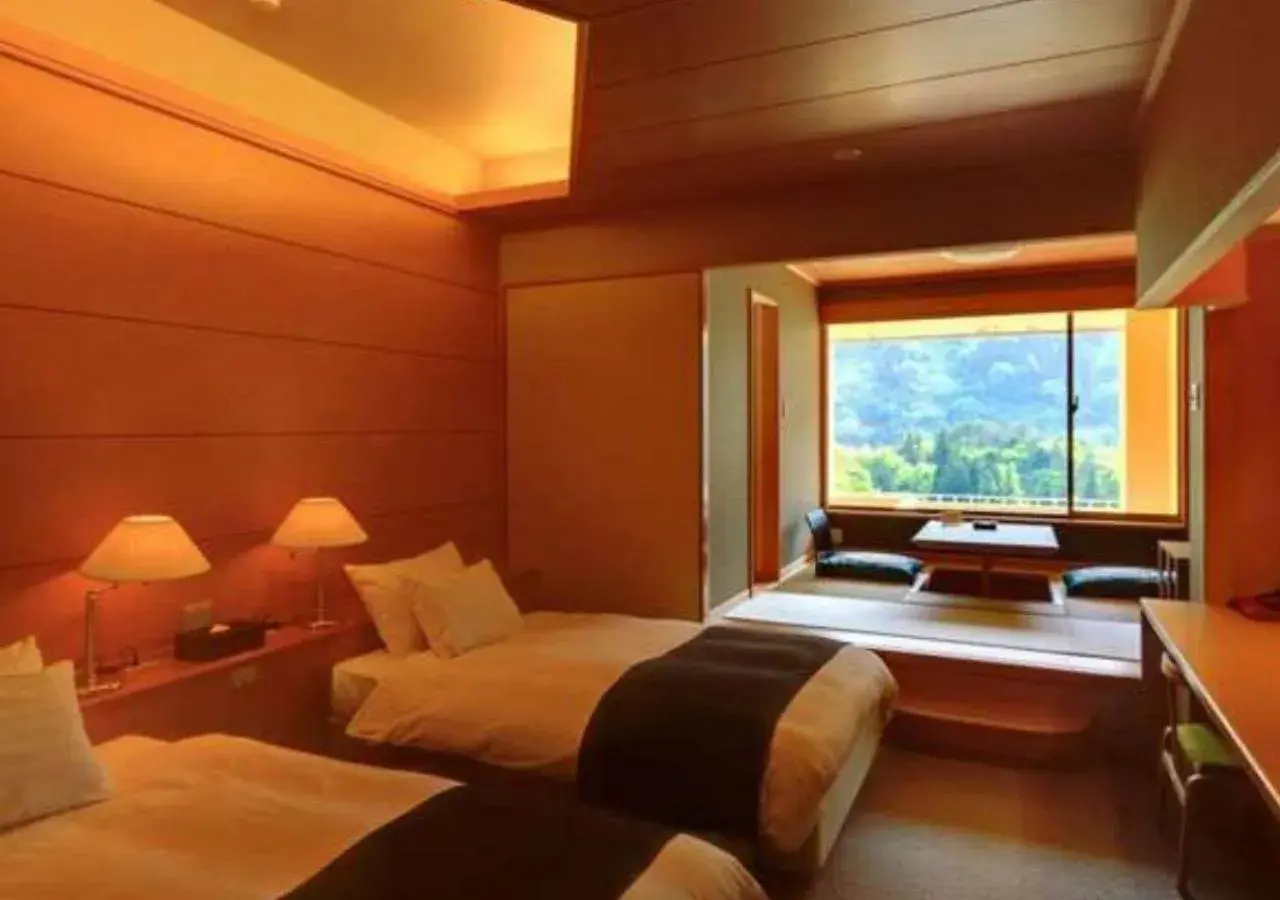 Twin Room with Tatami Area and Open-Air Bath - Non-Smoking in Marumine Kanko Hotel Twin Room with Tatami Area and Open-Air Bath - Non-Smoking in Marumine Kanko Hotel