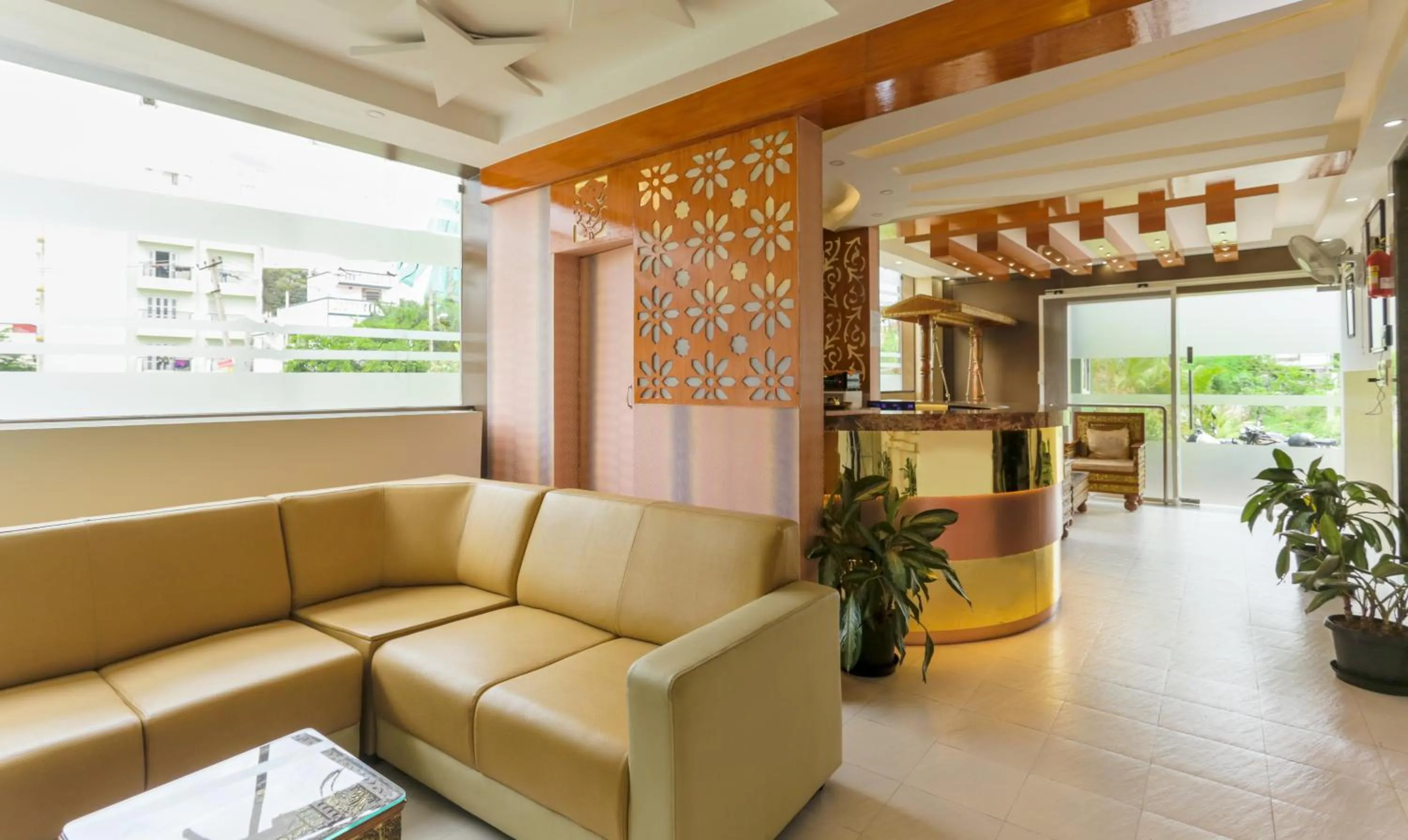 Seating area in Hotel Dvaraka Inn