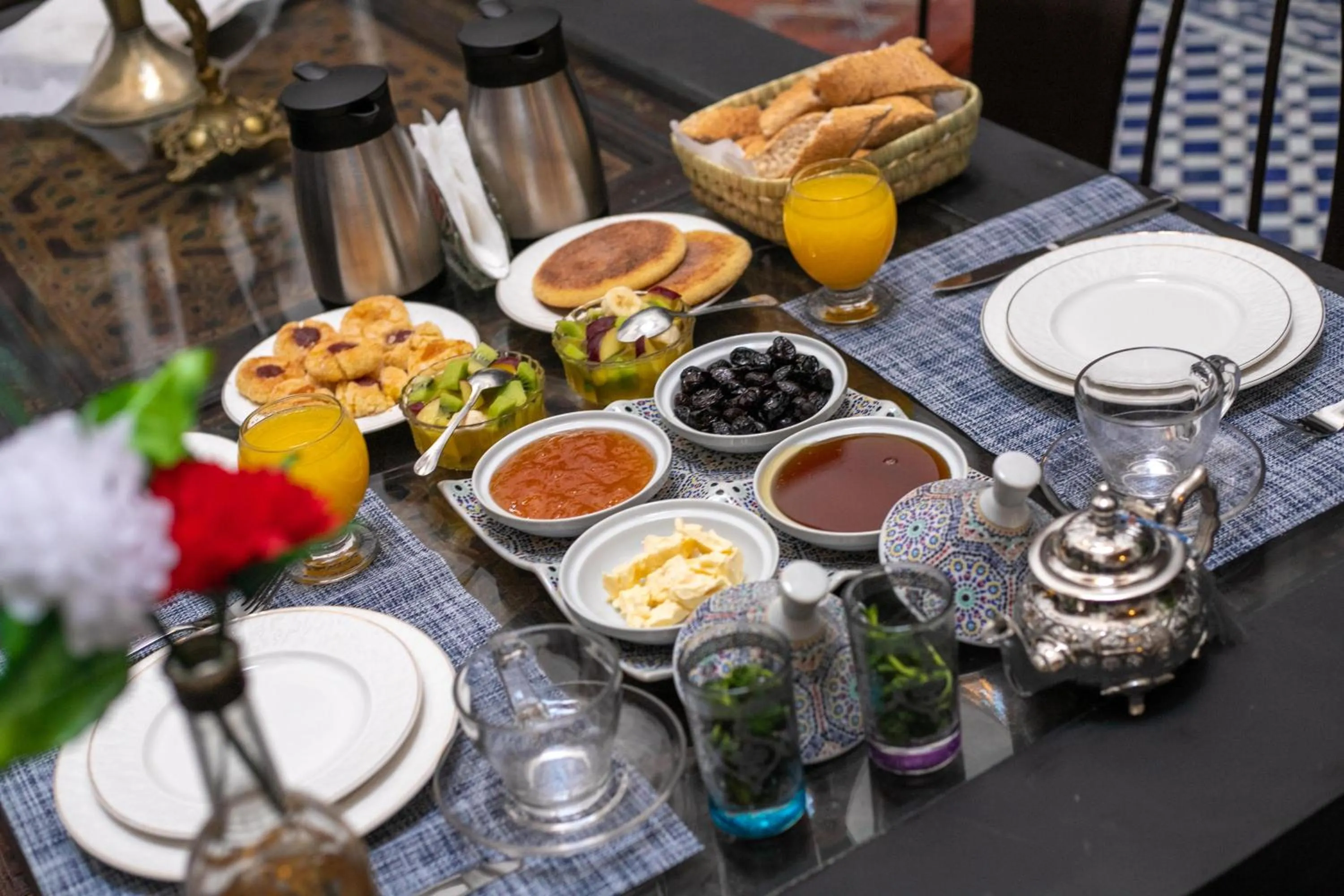 Continental breakfast in La Cheminée Bleue Fes