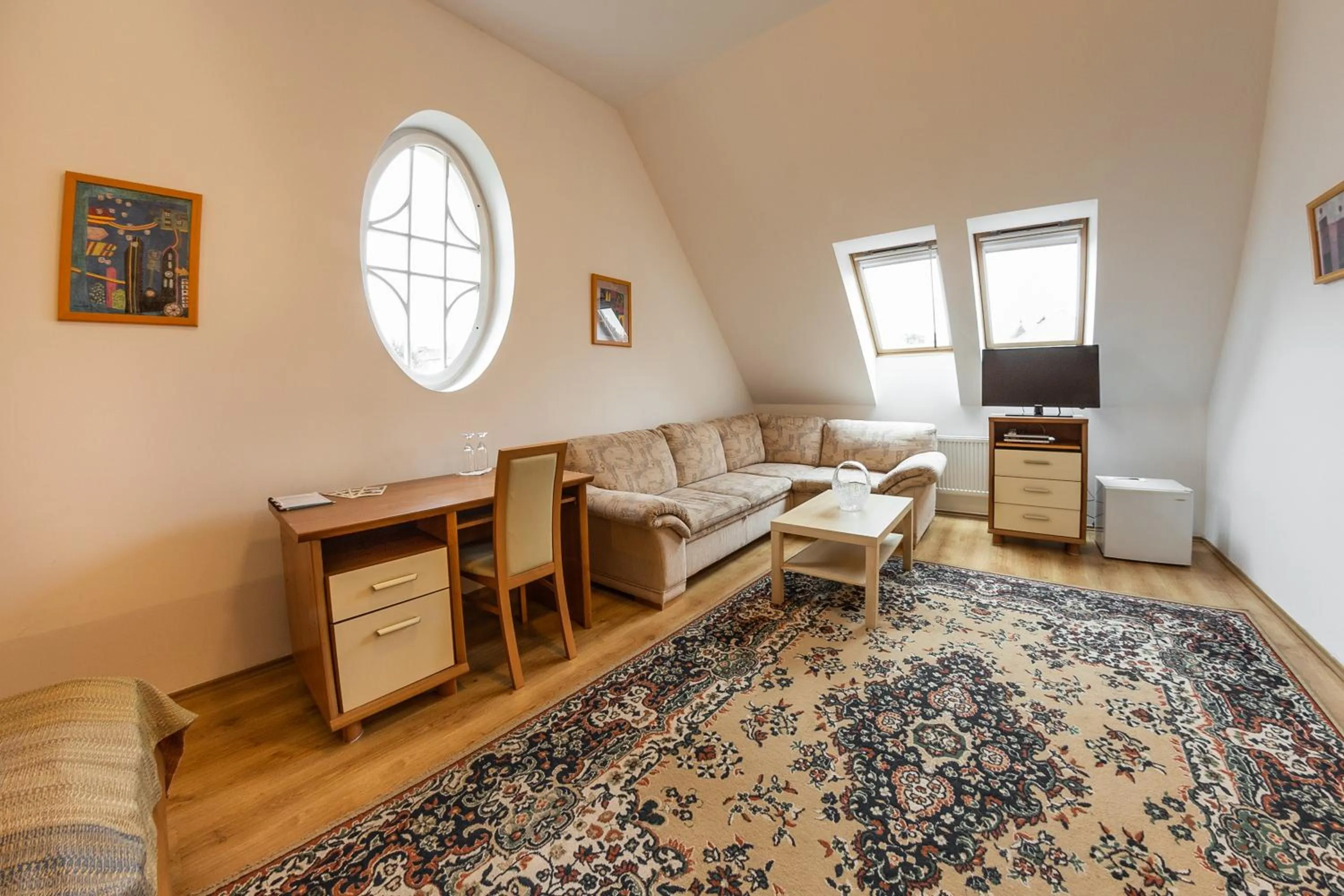 Seating area, Bed in Villa A. Malka