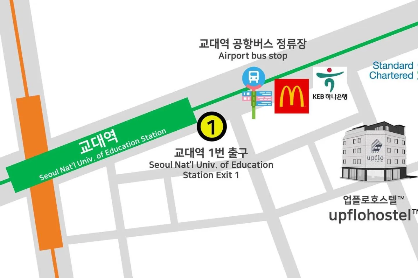 Text overlay in Upflo Hostel