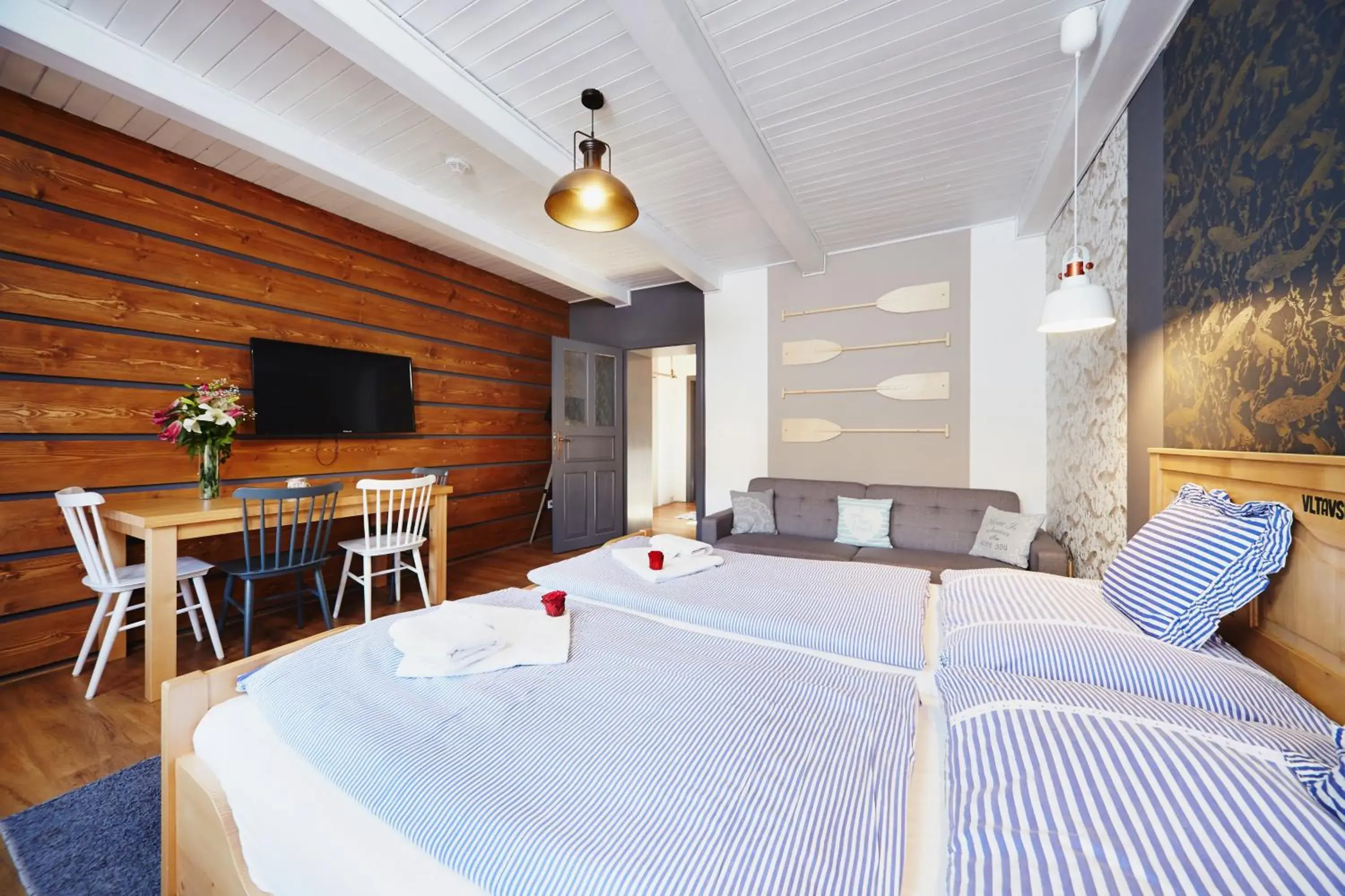 Seating area, Bed in Vltavská pohádka Seating area, Bed in Vltavská pohádka