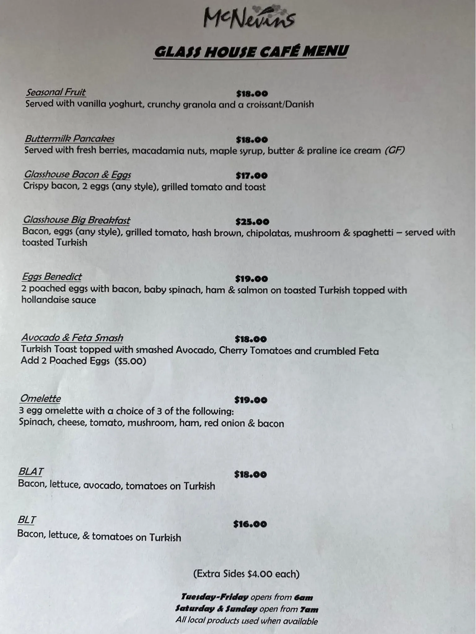 Breakfast in McNevins Maryborough Motel